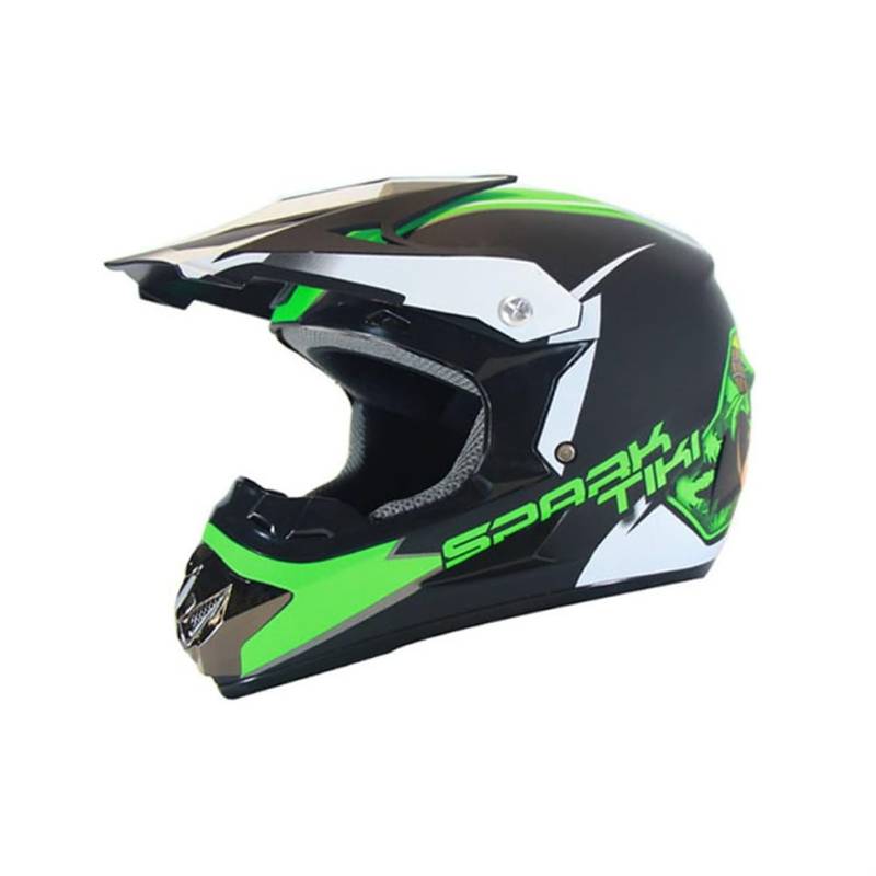 Teen Motocross Helme ATV mit Schutzbrille Gesichtsmaske und Handschuhe Downhill Quad Motorrad Rennhelm Unisex mit DOT Approved MX ATV BMX Racing Grün M von 100junzidao