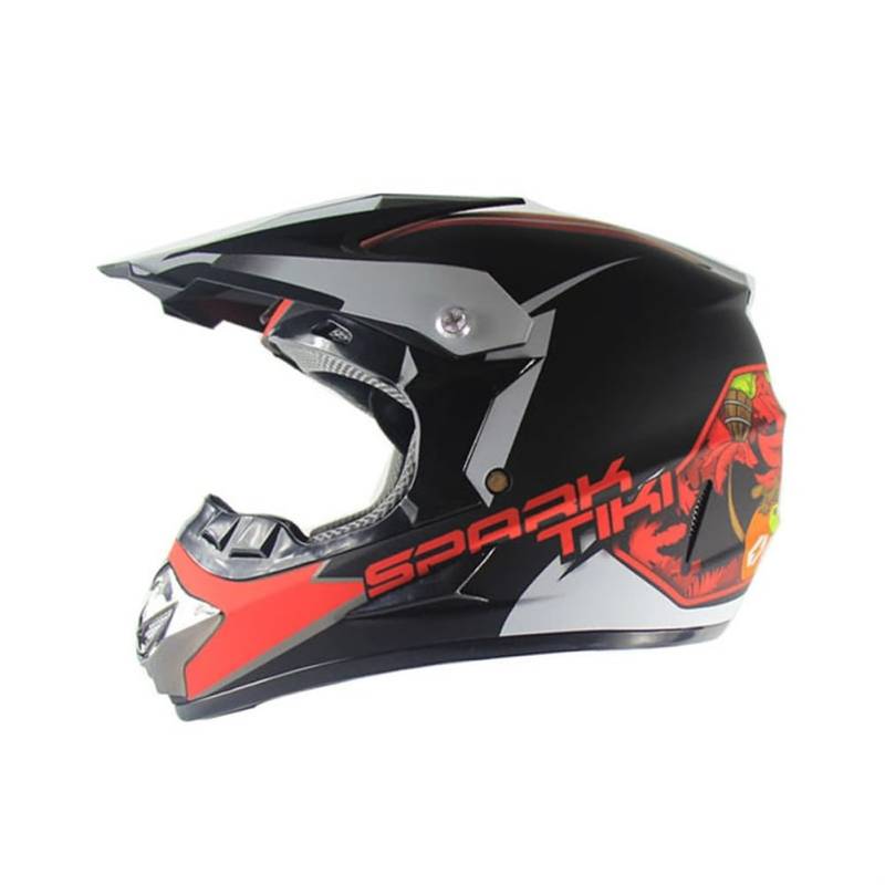 Teen Motocross Helme ATV mit Schutzbrille Gesichtsmaske und Handschuhe Downhill Quad Motorrad Rennhelm Unisex mit DOT Approved MX ATV BMX Racing Rot L von 100junzidao