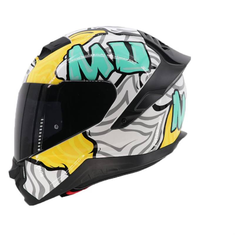 Unisex Full Face Motorradhelme ABS Doppelvisier Tee Spiegel Vier Jahreszeiten Universal Sicherheit Roller Touring Helm Built-in Lens Lightweight Retro Cruiser Gig DOT Gelb XL von 100junzidao