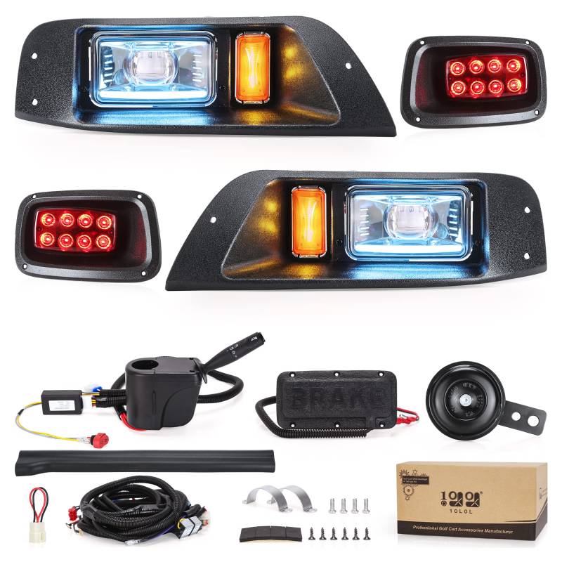 10L0L Golfwagenlicht-Set für EZGO TXT mit Tagfahrlicht für Fern-/Abblendlicht 1995–2013 (12 V/36 V/48 V) TXT Golfwagen mit Blinker, Bremslicht von 10L0L