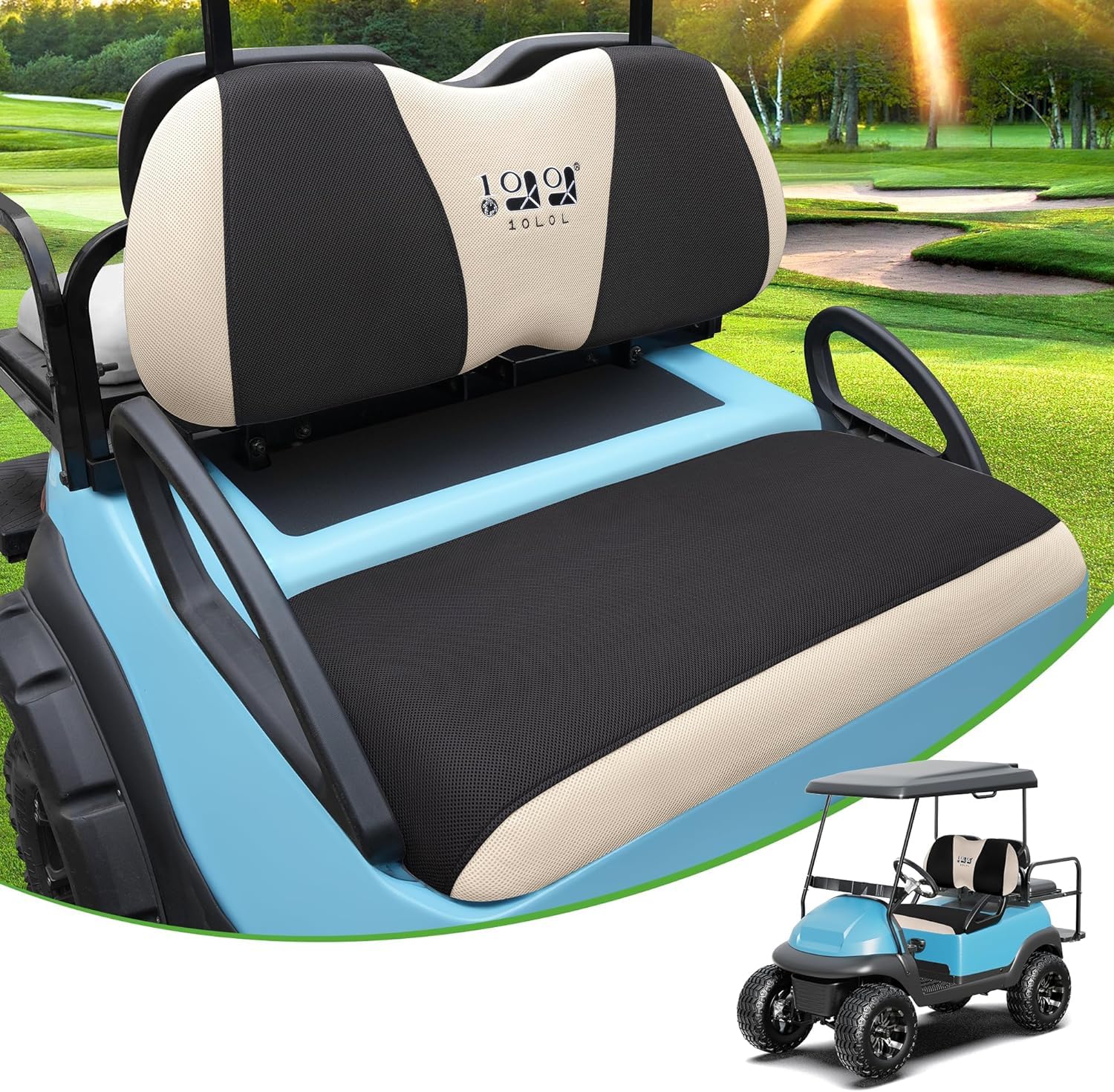 10L0L Golf Cart Seat Covers Full Front Seats, Easy Install with Polyester Bench Seat Protector, Universal Fit Accessories for Club Car DS/Precedent/Yamaha … von 10L0L