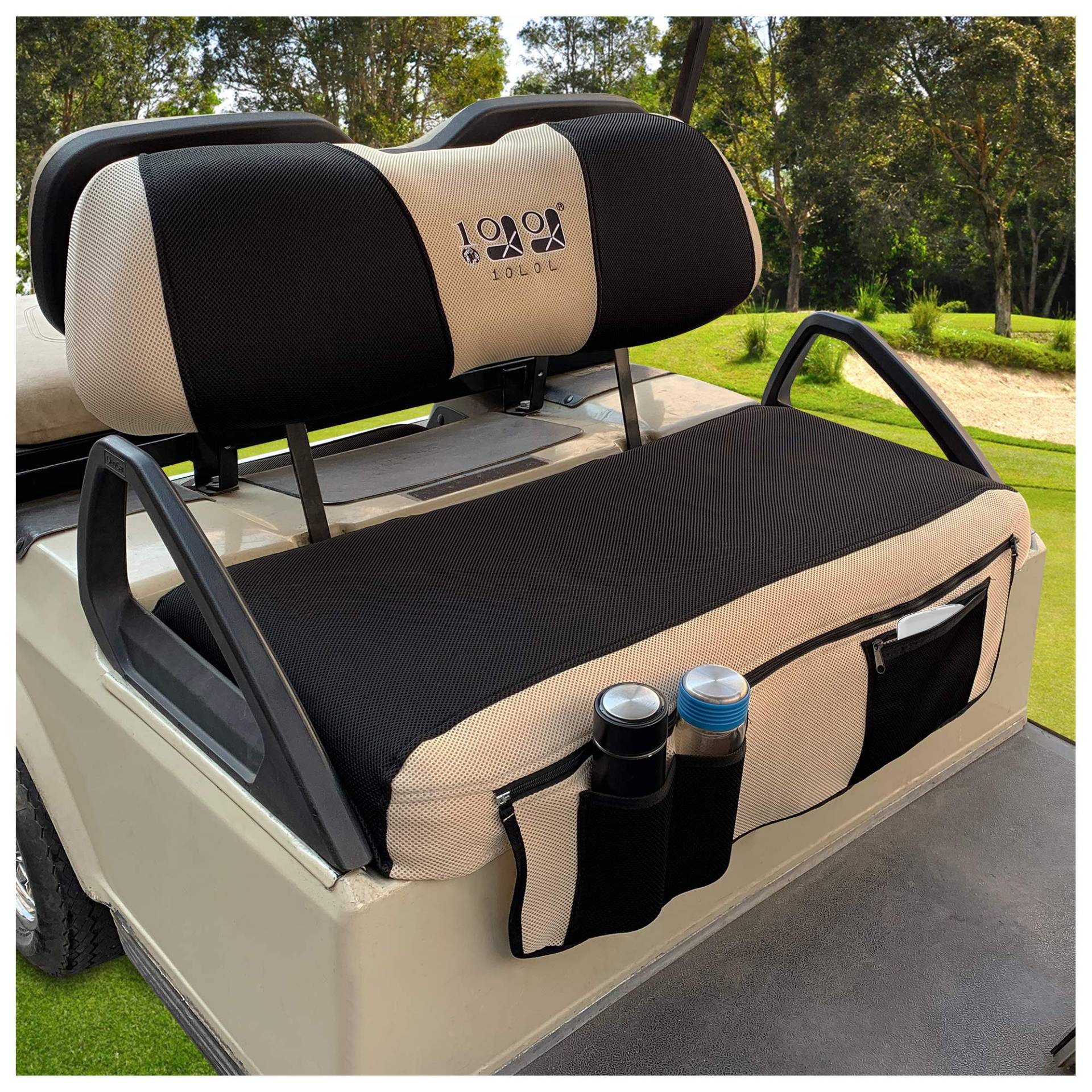 10L0L Golfwagen-Sitzbezug/Sitztuch/Sitzdecke mit abnehmbaren Taschen für EZGO TXT RXV & Club Car DS, verschönern Sie Ihren alten Golfwagen, leicht zu reinigen, Polyester-Netzstoff, Sitzbezüge – von 10L0L