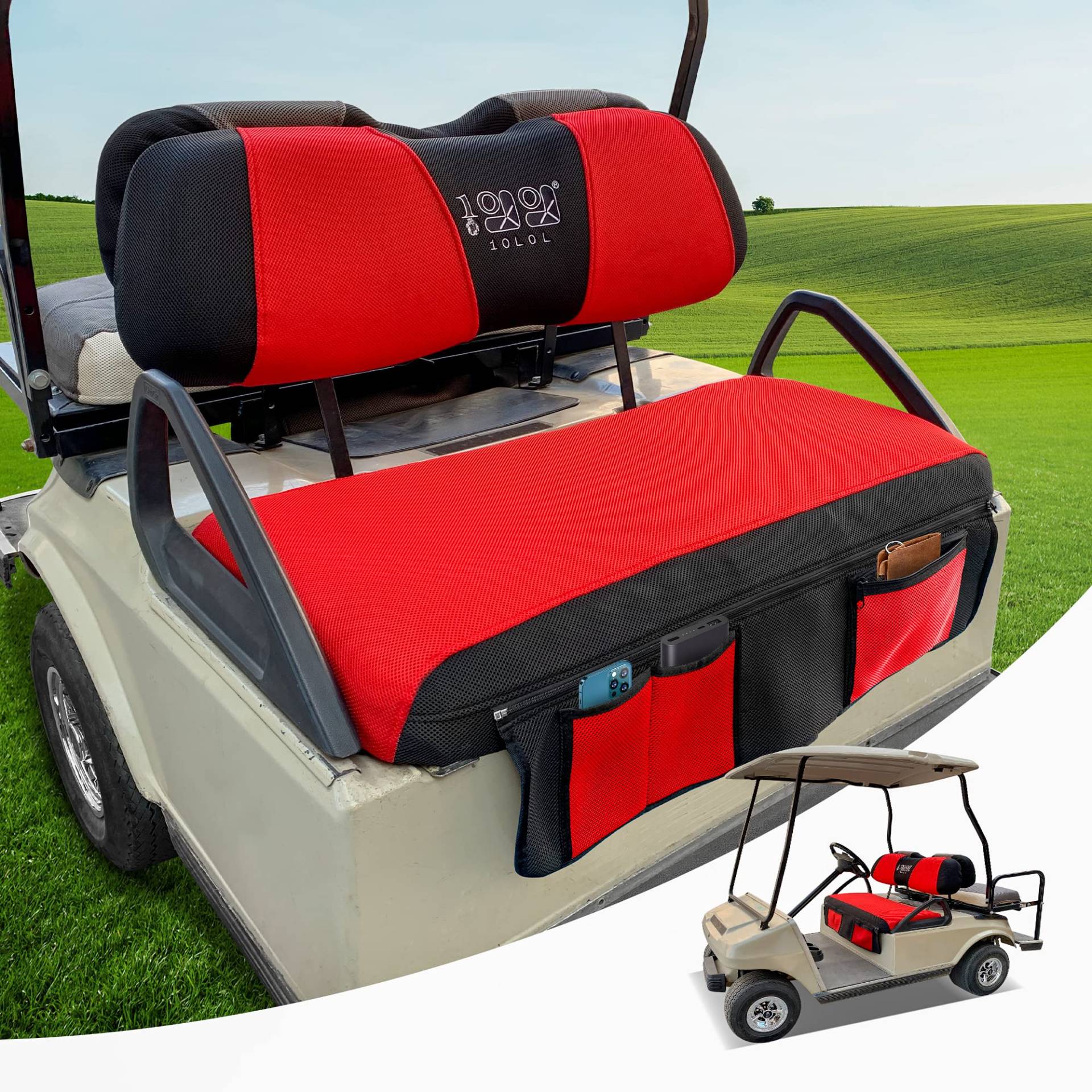 10L0L Golfwagen-Sitzbezug Universal für EZGO TXT RXV & Club Car DS, atmungsaktive Vordersitz-Handtuchbezüge schützen den Sitz sauber aus Polyester von 10L0L