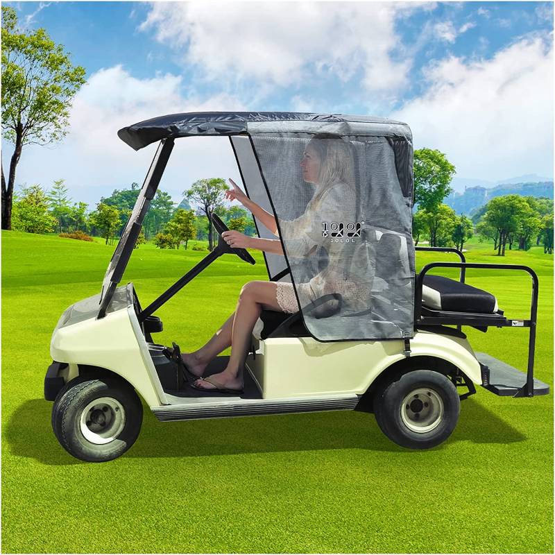 10L0L Golfwagen-Sonnenschutz-Abdeckung, passend für Club Car DS, überlegene UV-Wärme blockierende Polyester Mesh Sonnenabdeckung (schwarz/grau) von 10L0L