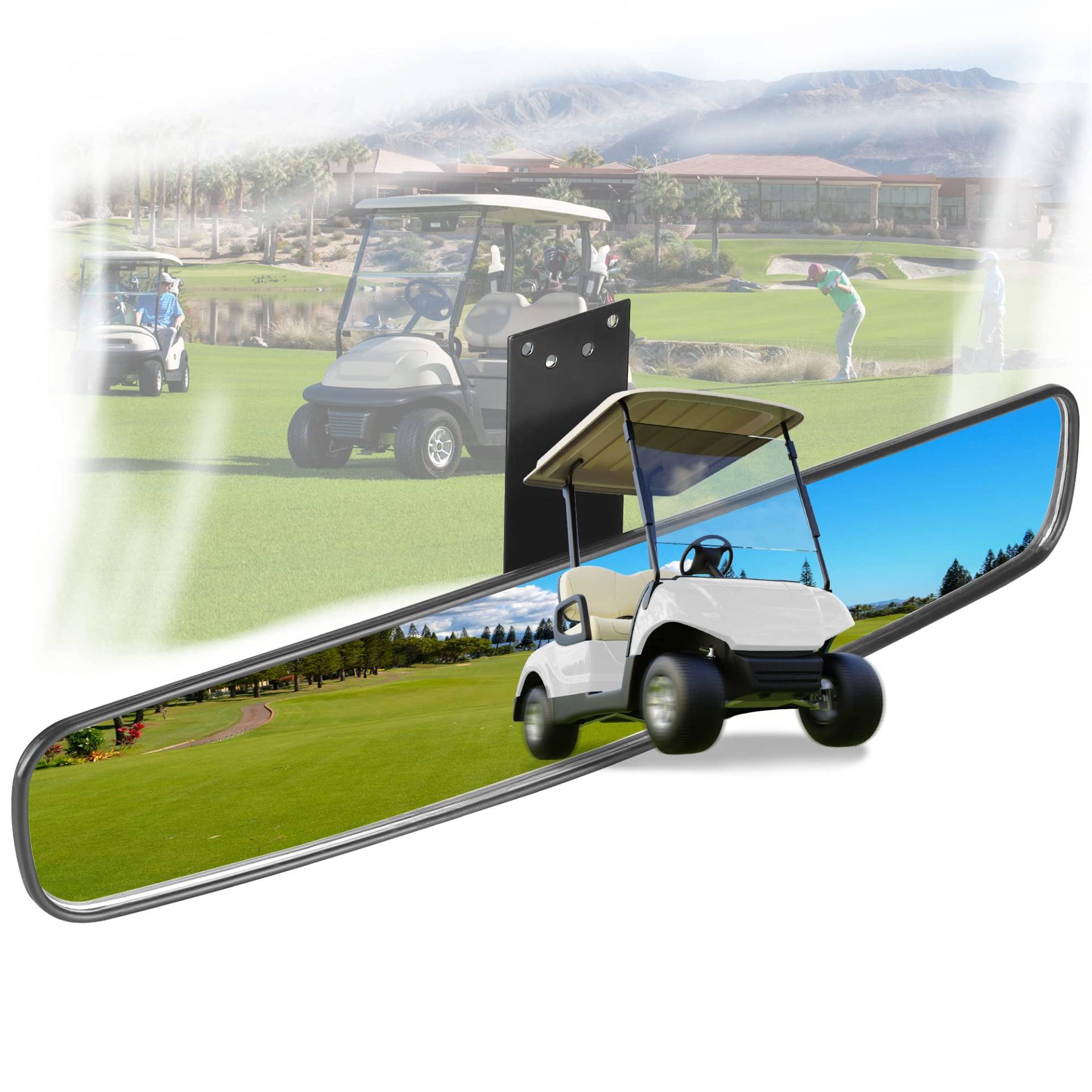 10L0L Golf Cart Ruckspiegel, Einfache Installation HD-Glas sicher Verstellbarer Golf Cart Spiegel, 270 Grad Drehbar und 16,5 Zoll Extrabreiter Golfwagen Spiegel für EZGO Club Car Yamaha von 10L0L