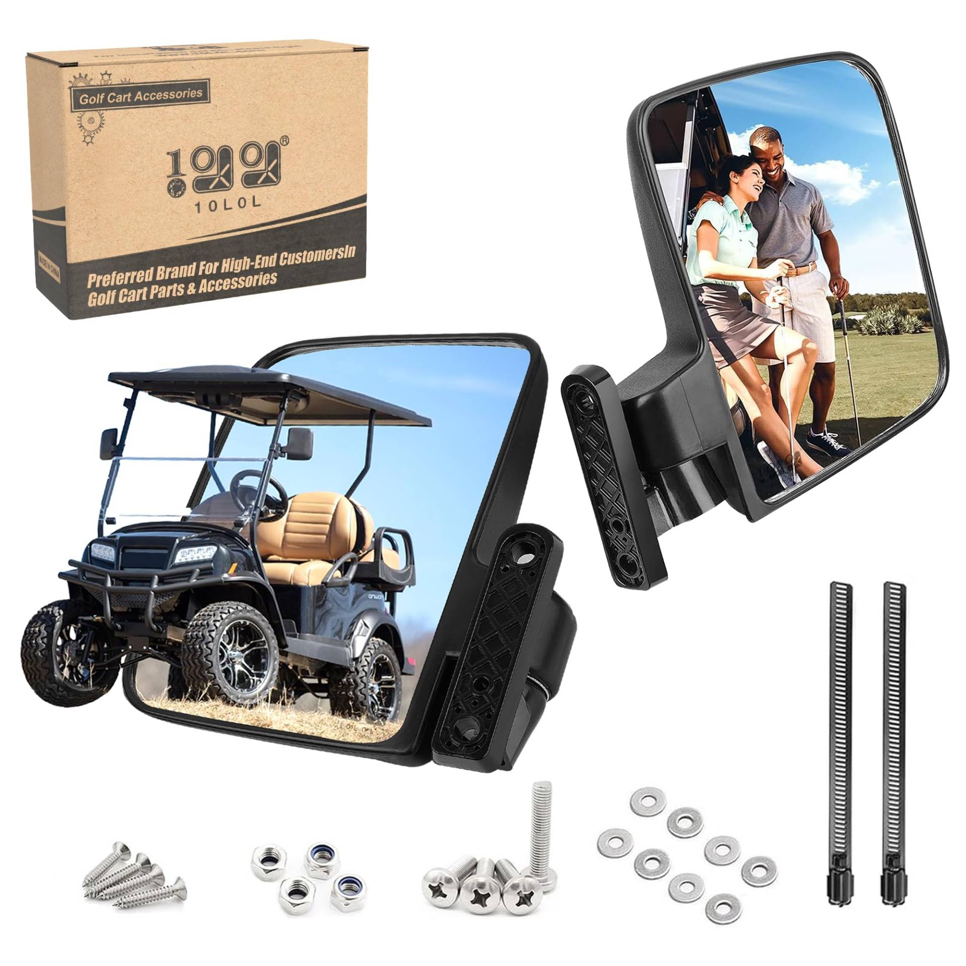 10L0L Universale Golfwagen Seitenspiegel für Club Car EZ-GO Yamaha und andere (D) von 10L0L