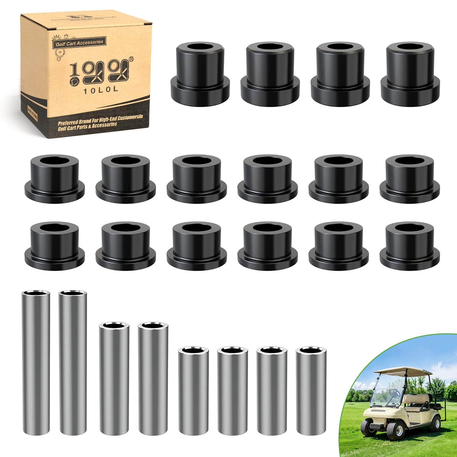 10L0L Untere Feder vorne und oberer Arm Buchsen-Set für Club Car DS Golfwagen, ersetzt OEM 1016346 1016349 1016350 10L0L Untere Feder vorne und oberer Arm Buchsen-Set für Club Car DS Golfwagen, ersetzt OEM 1016346 1016349 1016350 von 10L0L
