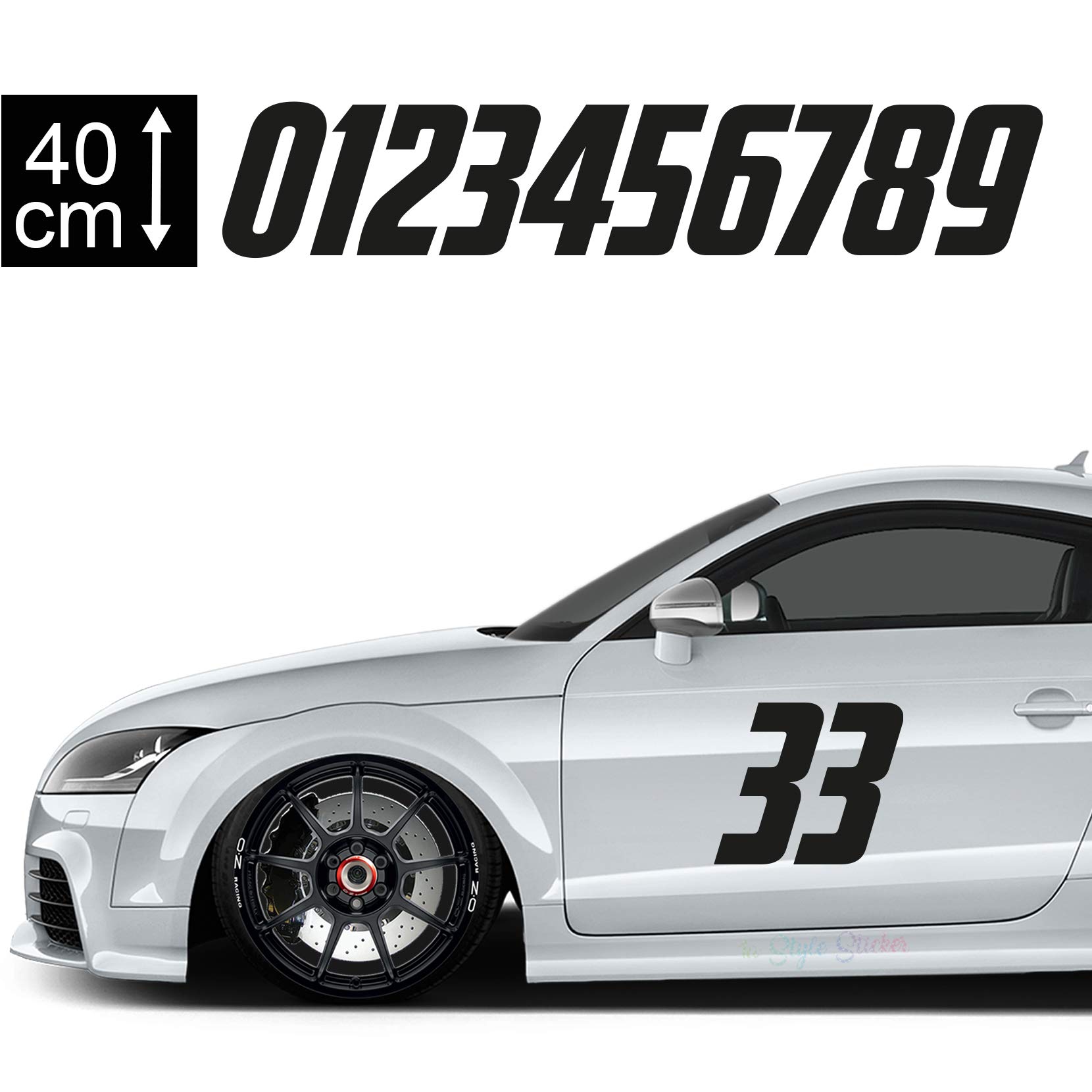 1A Style Sticker Aufkleber Startnummer Auto 40cm Motiv 3, Seitenaufkleber Wunsch-Nummern 1A Style Sticker Aufkleber Startnummer Auto 40cm Motiv 3, Seitenaufkleber Wunsch-Nummern von 1A Style Sticker