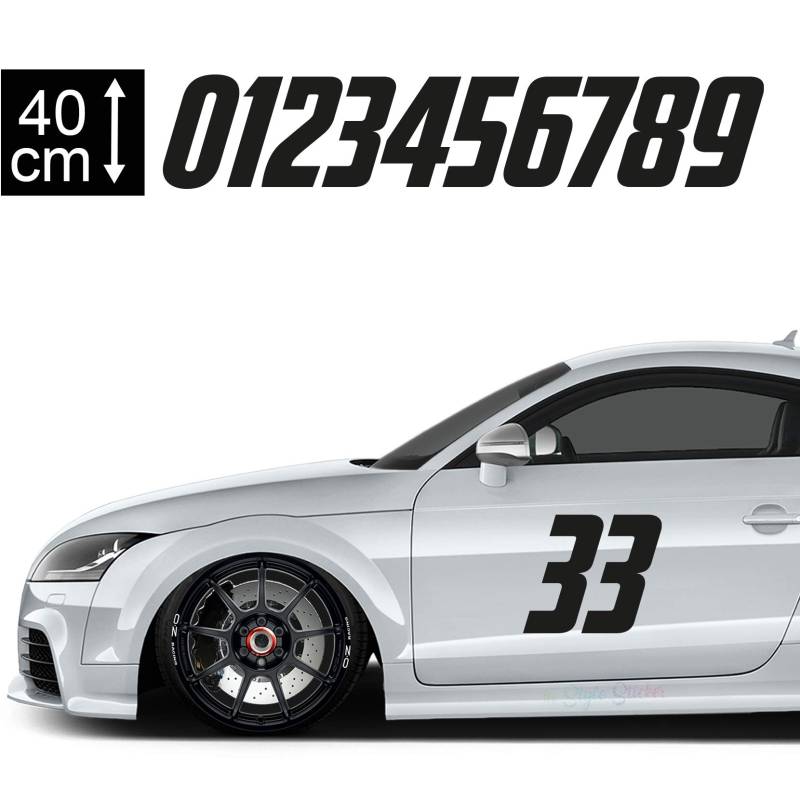 1A Style Sticker Aufkleber Startnummer Auto 40cm Motiv 3, Seitenaufkleber Wunsch-Nummern von 1A Style Sticker