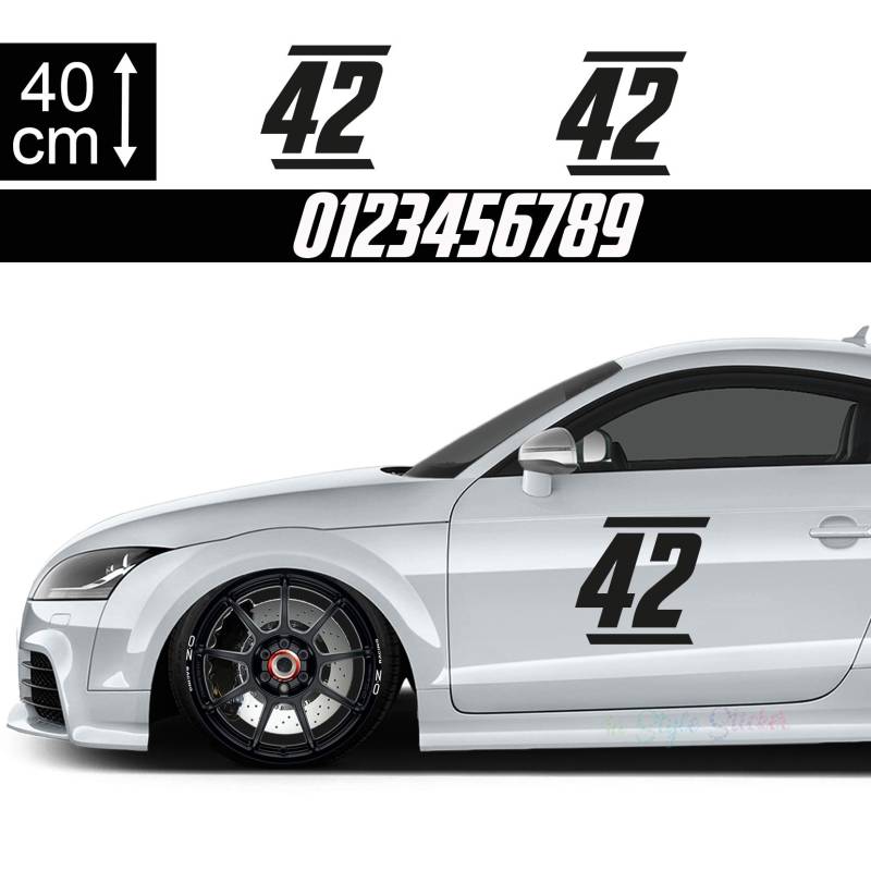 1A Style Sticker Aufkleber Startnummer Auto 40cm Motiv 9, Balken Seitenaufkleber Wunsch-Nummern von 1A Style Sticker