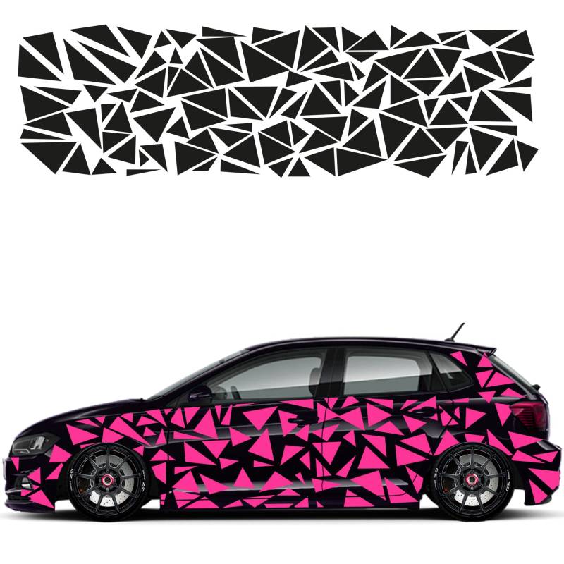 1A Style Sticker Auto Aufkleber Set 109 Teilig Rally Design Autodekor KFZ Seitenaufkleber Tuningset Camper Wohnwagen Premiumfolie (Pink) von 1A Style Sticker