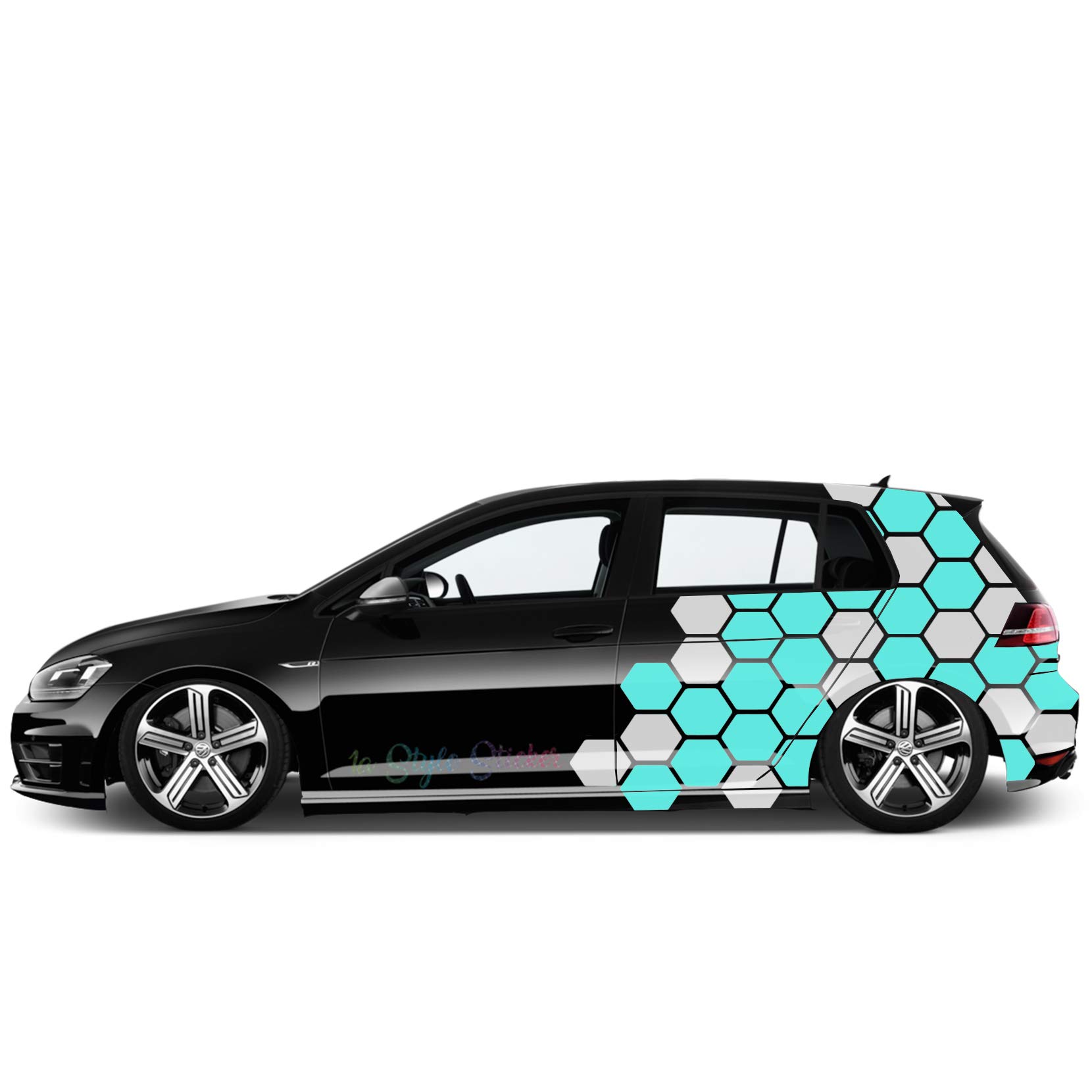 1A Style Sticker Auto Seitenaufkleber Set Hexagon Waben 84 Teilig für Beifahrer & Fahrerseite Autoaufkleber von 1A Style Sticker