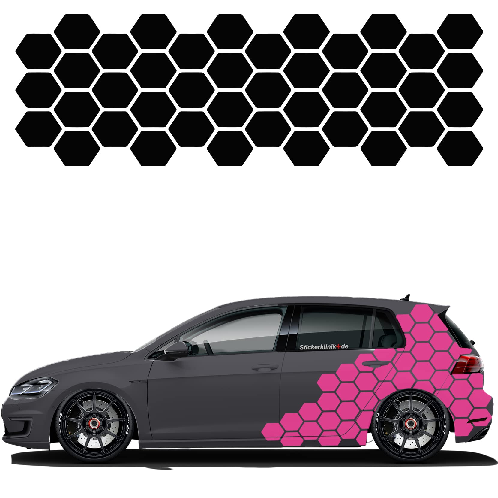 1A Style Sticker Auto Waben Aufkleber Autodekor KFZ Seitenaufkleber Camper Wohnwagen Folie (Pink) von 1A Style Sticker