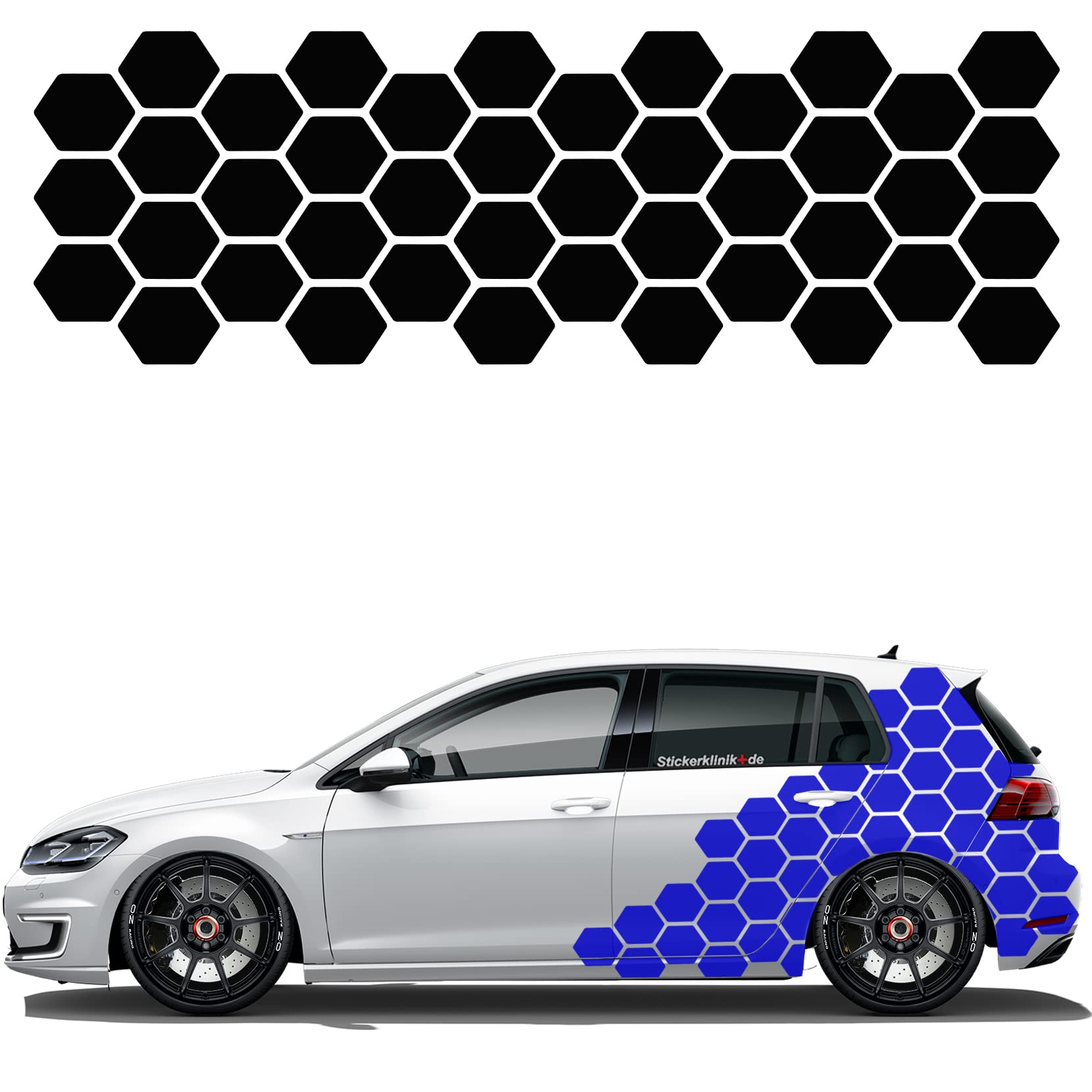 1A Style Sticker Auto Waben Aufkleber Autodekor KFZ Seitenaufkleber Camper Wohnwagen Premiumfolie (Brillantblau) von 1A Style Sticker