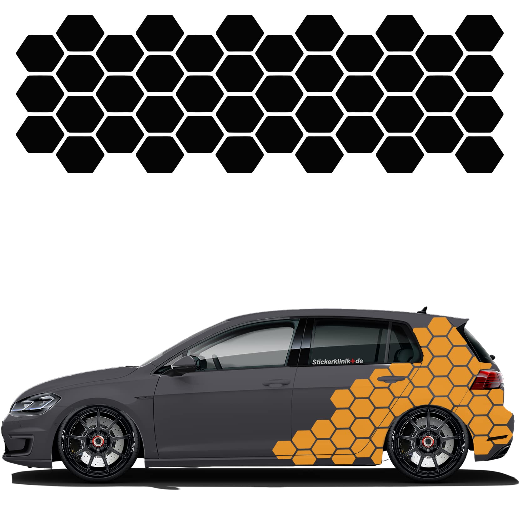 1A Style Sticker Auto Waben Aufkleber Autodekor KFZ Seitenaufkleber Camper Wohnwagen Premiumfolie (Orange) von 1A Style Sticker