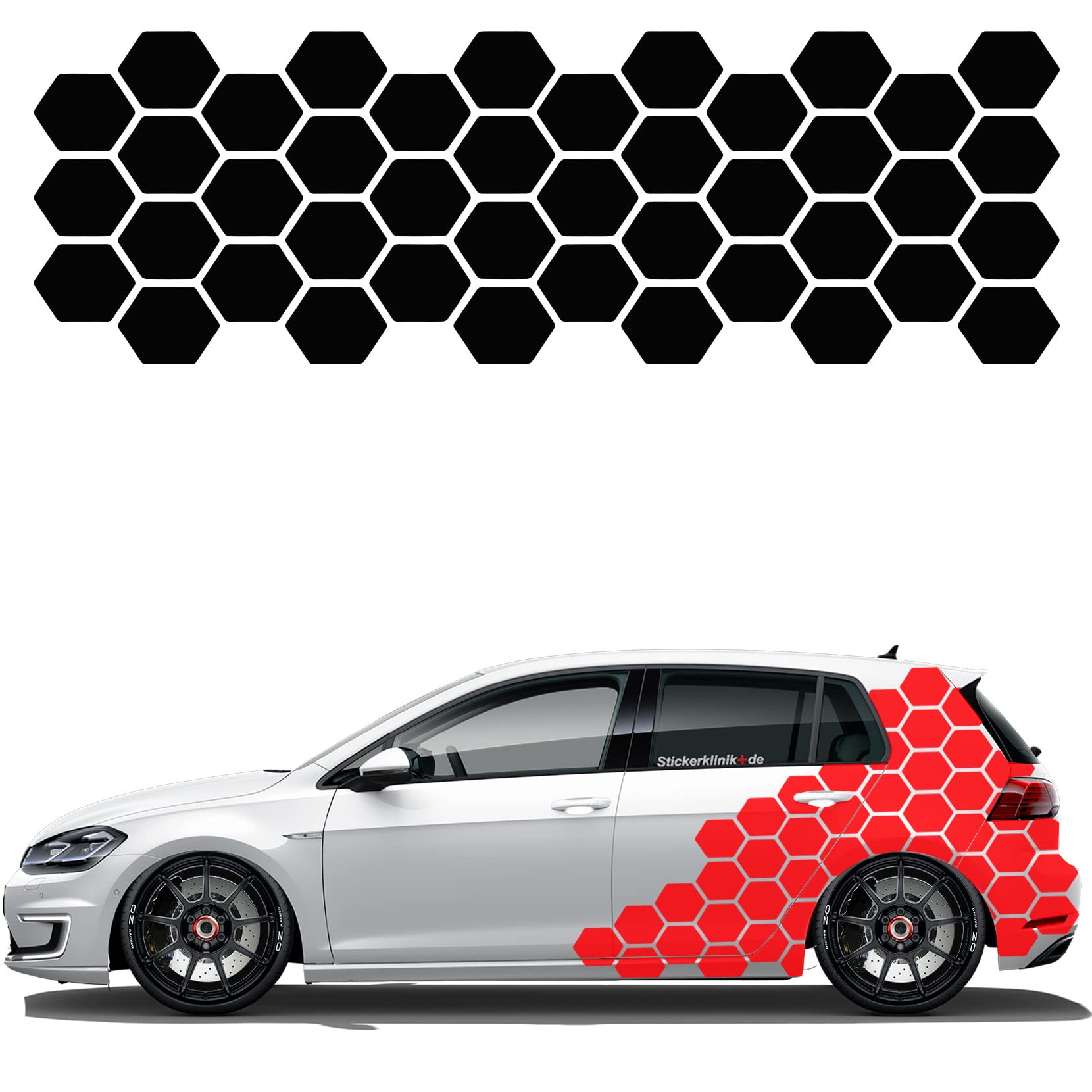 1A Style Sticker Auto Waben Aufkleber Autodekor KFZ Seitenaufkleber Camper Wohnwagen Premiumfolie (Rot) von 1A Style Sticker