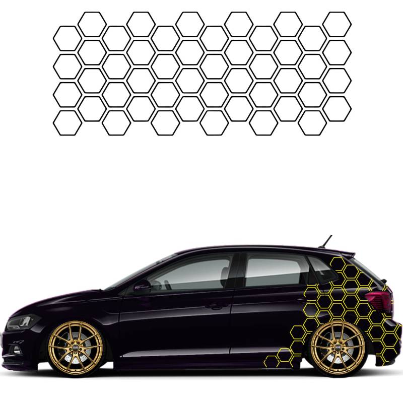 1A Style Sticker Auto Waben Offen Aufkleber Autodekor Tuning KFZ Seitenaufkleber Hexagon Wohnwagen Premium Folie (Gelb) von 1A Style Sticker