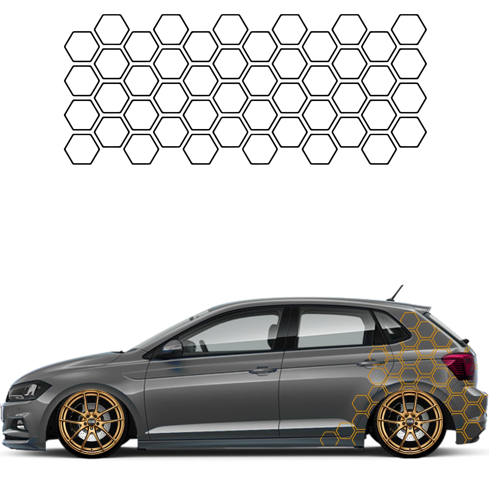 1A Style Sticker Auto Waben Offen Aufkleber Autodekor Tuning KFZ Seitenaufkleber Hexagon Wohnwagen Premium Folie (Gold) von 1A Style Sticker