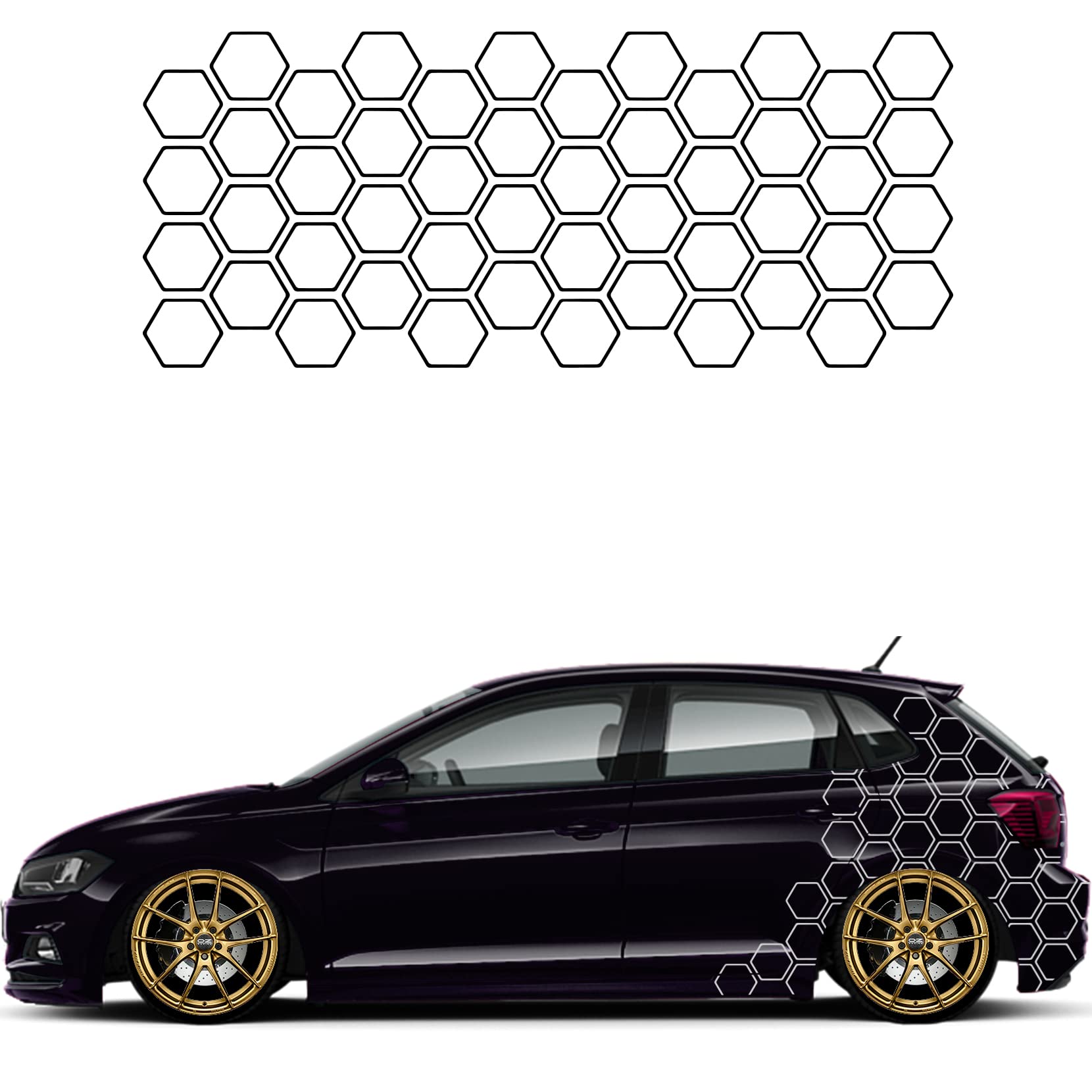 1A Style Sticker Auto Waben Offen Aufkleber Autodekor Tuning KFZ Seitenaufkleber Hexagon Wohnwagen Premium Folie (Hellgrau) von 1A Style Sticker