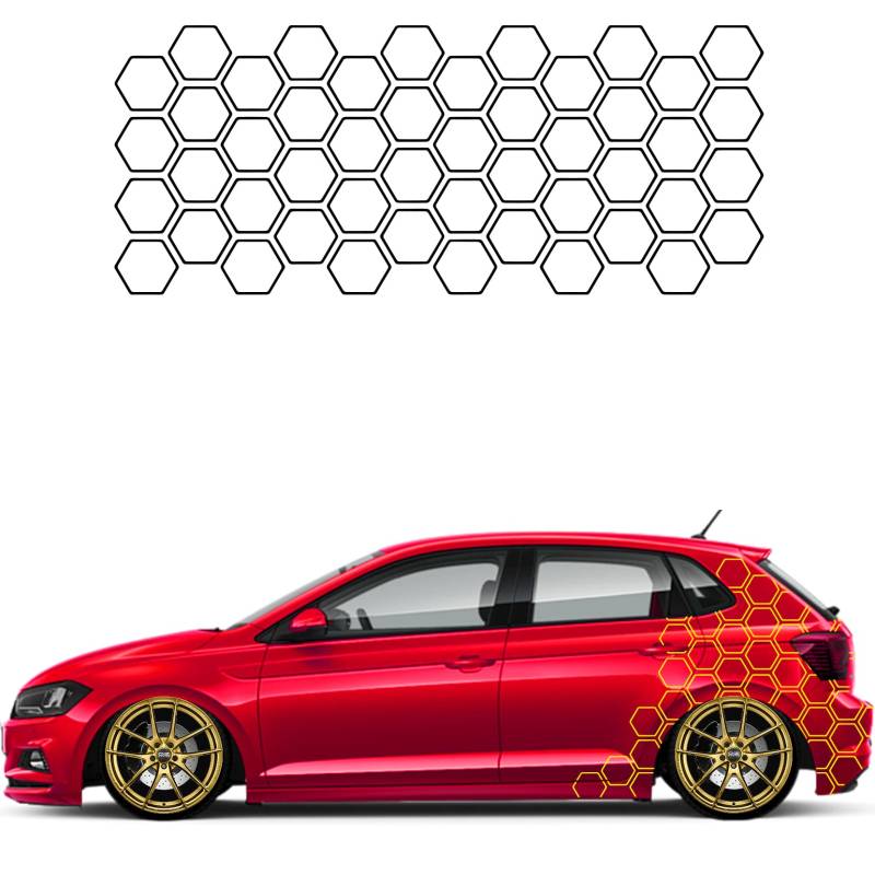 1A Style Sticker Auto Waben Offen Aufkleber Autodekor Tuning KFZ Seitenaufkleber Hexagon Wohnwagen Premium Folie (Matt Gelb) von 1A Style Sticker