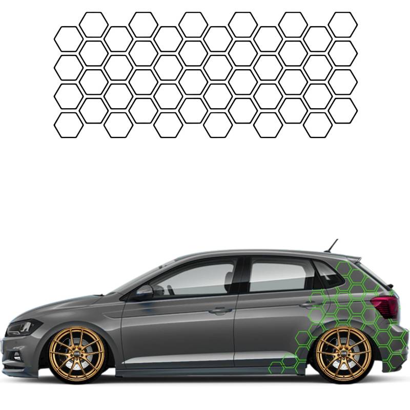 1A Style Sticker Auto Waben Offen Aufkleber Autodekor Tuning KFZ Seitenaufkleber Hexagon Wohnwagen Premium Folie (Matt Hellgrün) von 1A Style Sticker