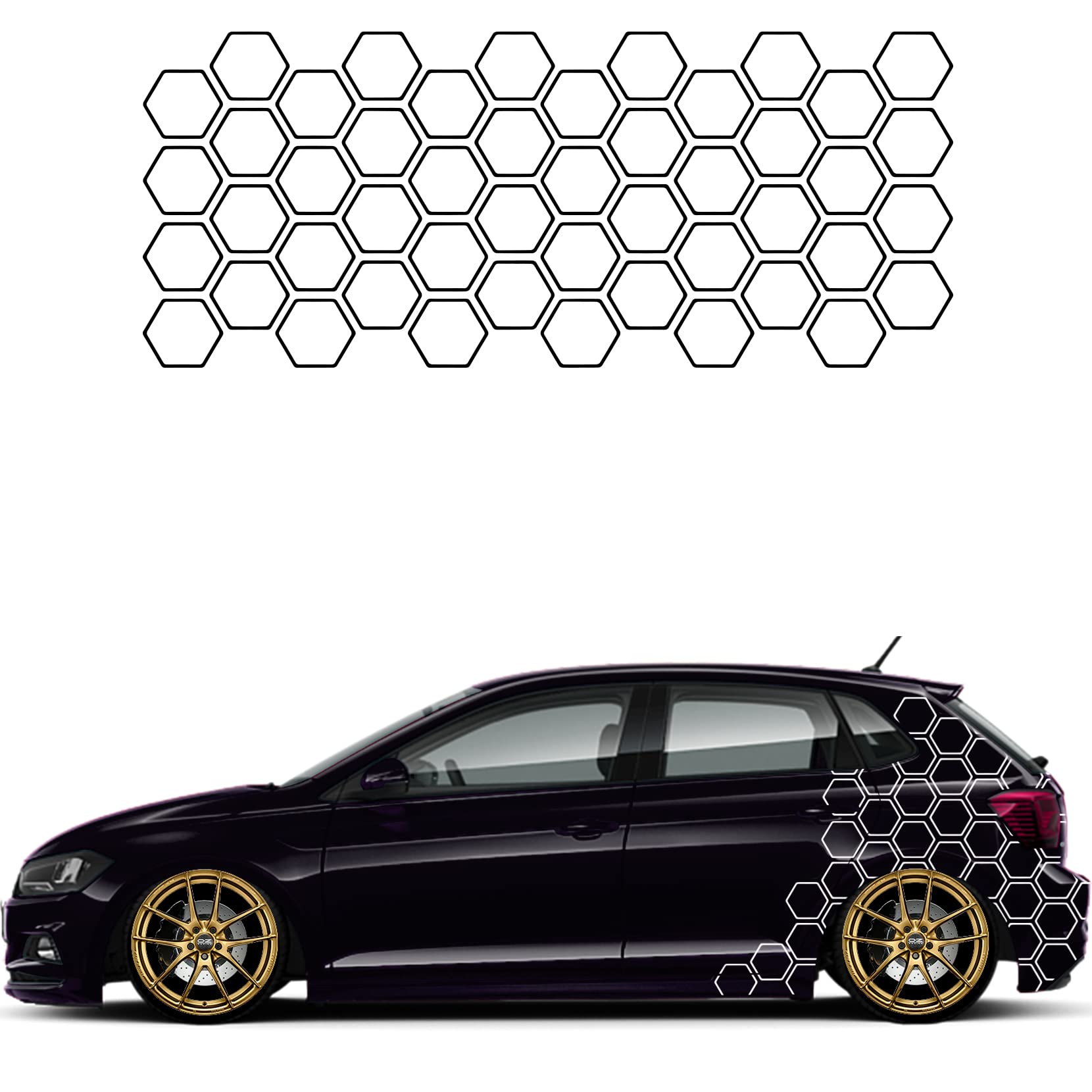 1A Style Sticker Auto Waben Offen Aufkleber Autodekor Tuning KFZ Seitenaufkleber Hexagon Wohnwagen Premium Folie (Matt Weiß) von 1A Style Sticker