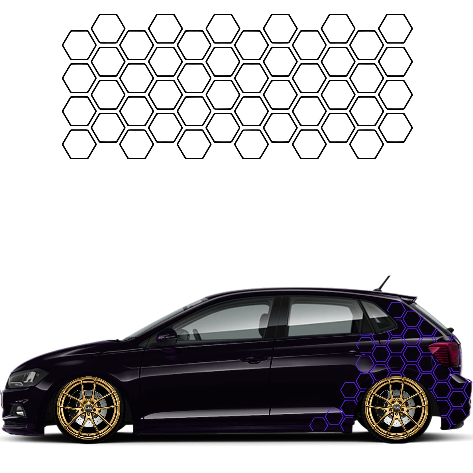1A Style Sticker Auto Waben Offen Aufkleber Autodekor Tuning KFZ Seitenaufkleber Hexagon Wohnwagen Premium Folie (Purple) von 1A Style Sticker