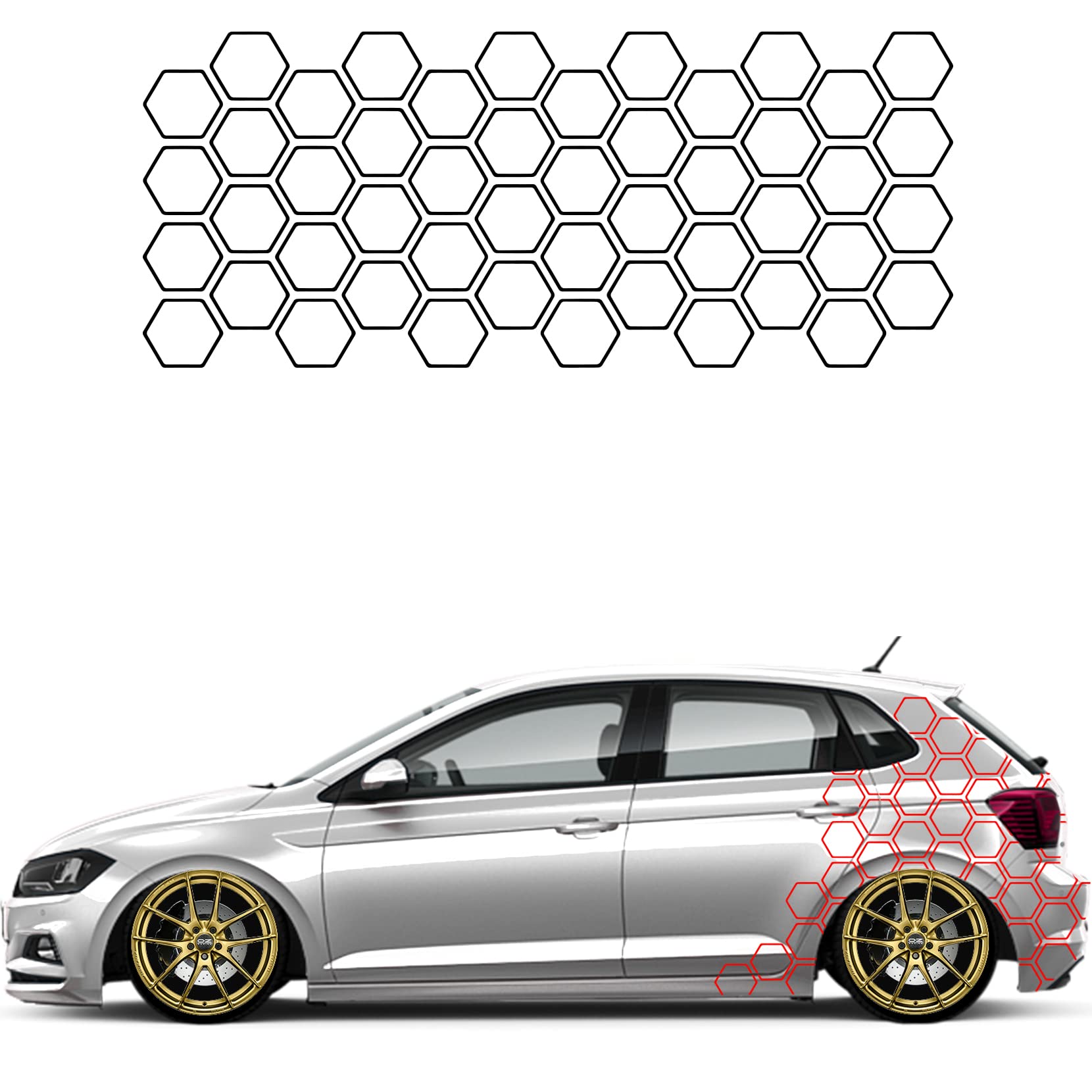 1A Style Sticker Auto Waben Offen Aufkleber Autodekor Tuning KFZ Seitenaufkleber Hexagon Wohnwagen Premium Folie (Rot) von 1A Style Sticker