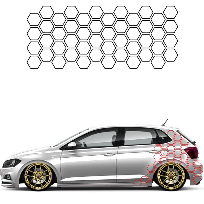 1A Style Sticker Auto Waben Offen Aufkleber Autodekor Tuning KFZ Seitenaufkleber Hexagon Wohnwagen Premium Folie (Rot) von 1A Style Sticker