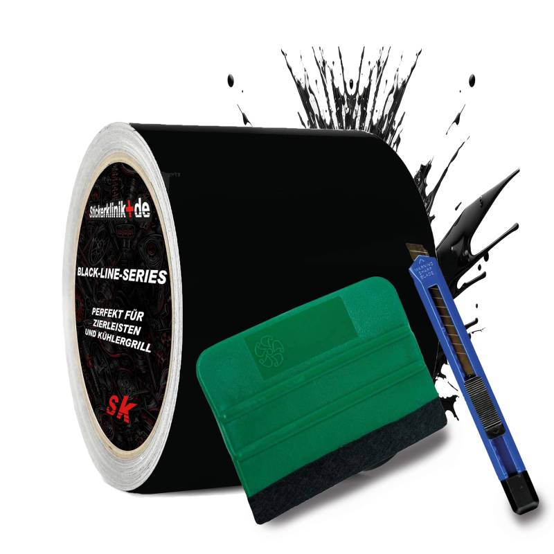 1A Style Sticker Blackline-Serie Zierleisten Folie zum Folieren von Auto Chromleisten Frontgrill 10M Selbstklebend (Schwarz Matt, 70mm Bundle) von 1A Style Sticker