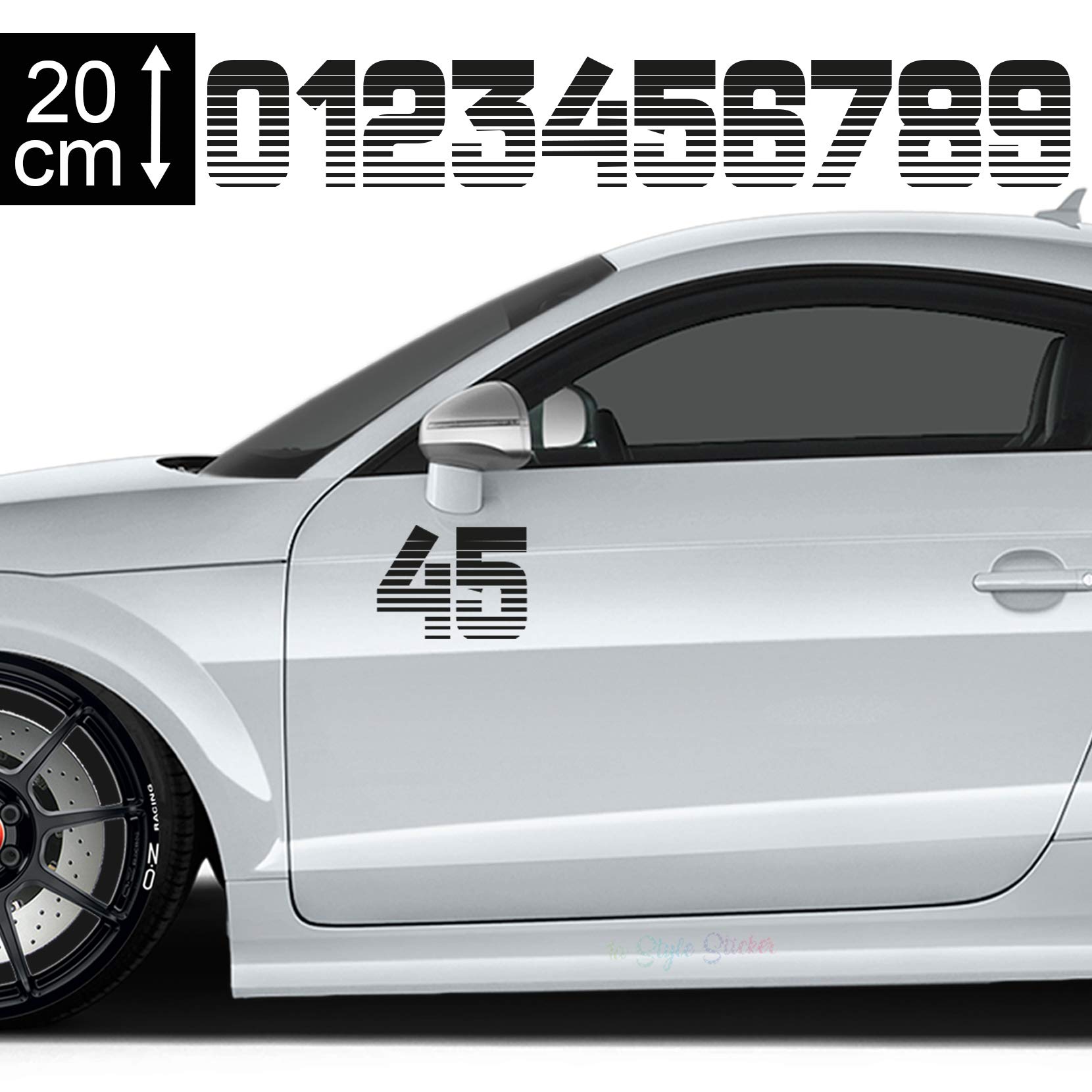 1A Style Sticker Startnummer Aufkleber Auto 20cm Motiv 2, Seitenaufkleber Nummer 1A Style Sticker Startnummer Aufkleber Auto 20cm Motiv 2, Seitenaufkleber Nummer von 1A Style Sticker