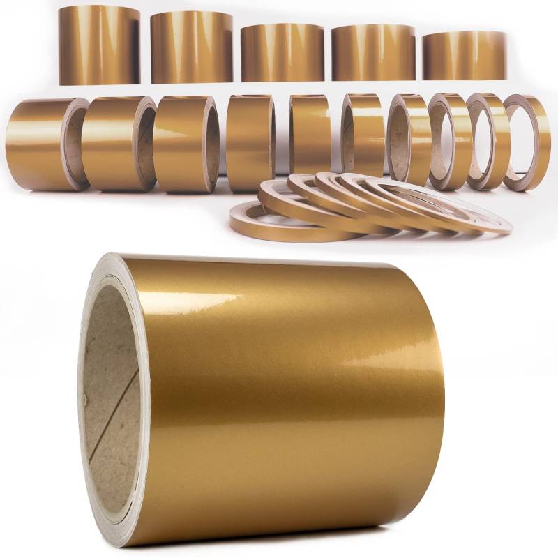 Auto Zierstreifen Metallic Gold Hochglanz Folienstreifen Seitenschweller Markierungsstreifen Pinstripes KFZ Motorrad Van Boot Flugzeug Modellbau (100 mm) von 1A Style Sticker
