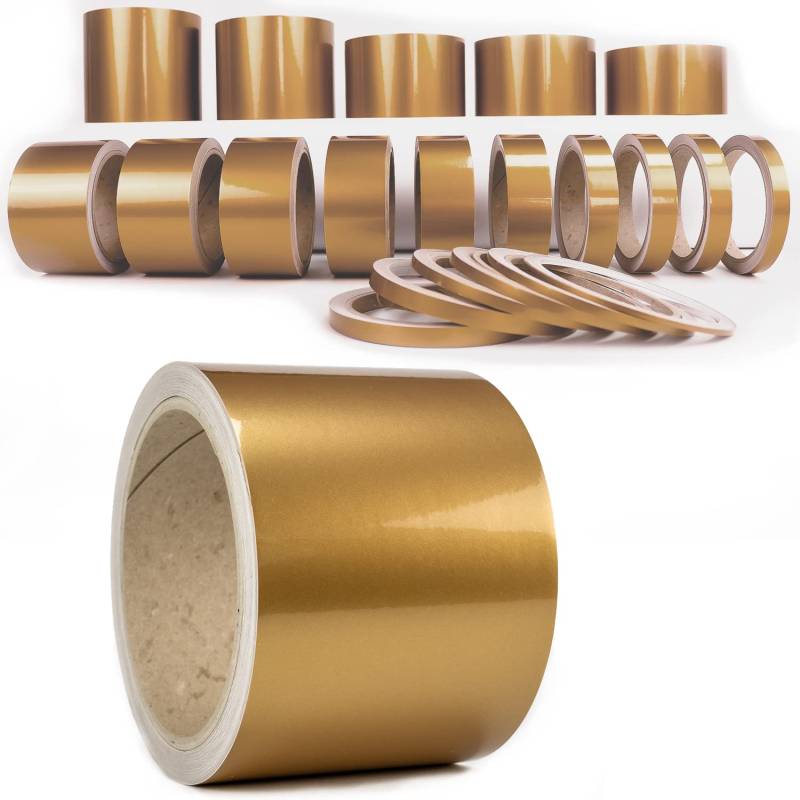 Auto Zierstreifen Metallic Gold Hochglanz Folienstreifen Seitenschweller Markierungsstreifen Pinstripes KFZ Motorrad Van Boot Flugzeug Modellbau (80 mm) von 1A Style Sticker