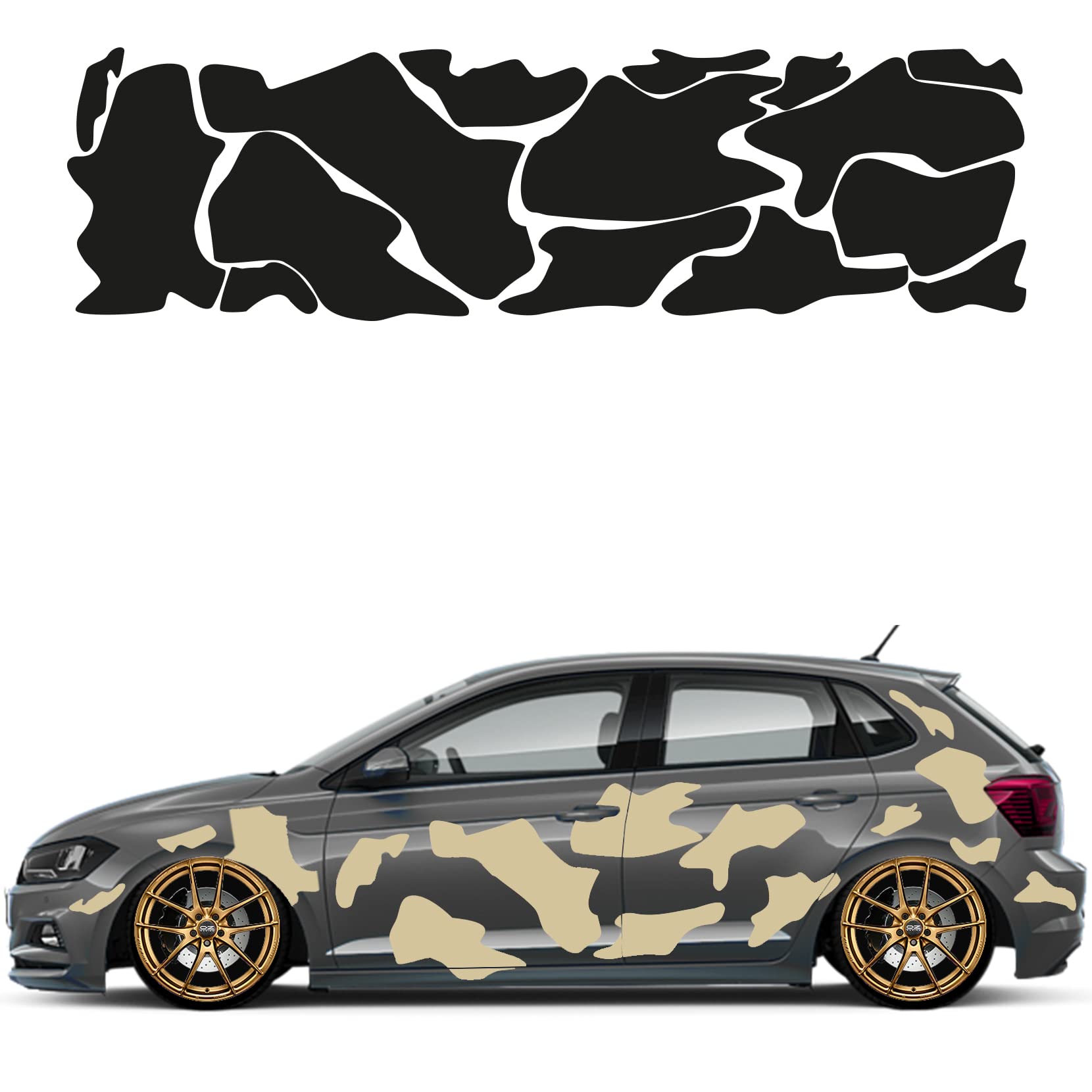 Camouflage Auto Aufkleber Set 15 Teilig Autodekor KFZ Seitenaufkleber Tuningset Camper Wohnwagen Premiumfolie (Beige) von 1A Style Sticker