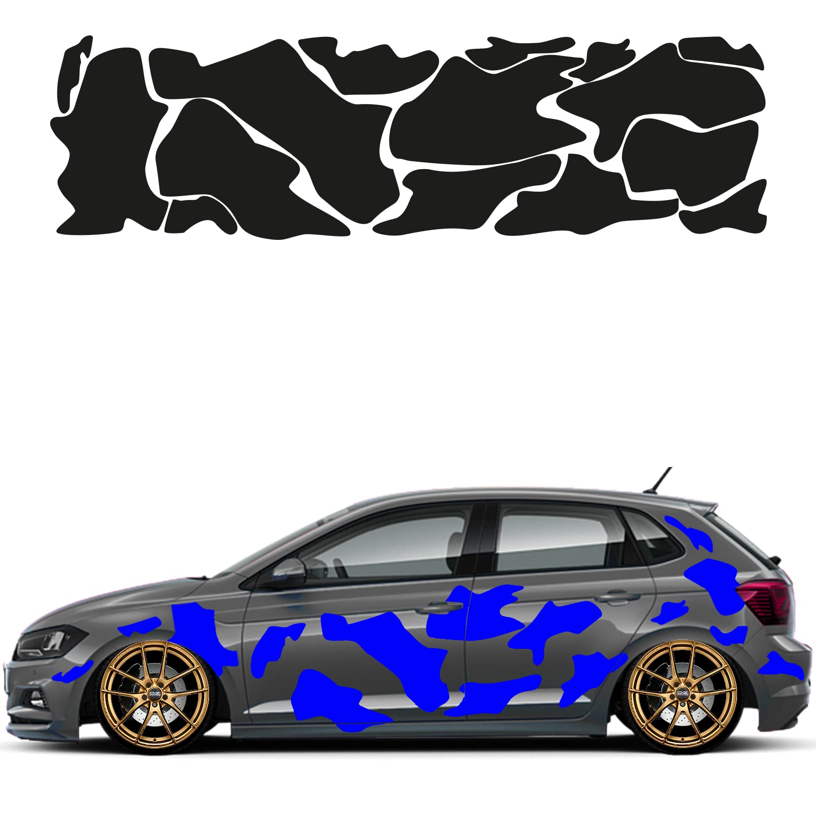 Camouflage Auto Aufkleber Set 15 Teilig Autodekor KFZ Seitenaufkleber Tuningset Camper Wohnwagen Premiumfolie (Brillantblau) von 1A Style Sticker