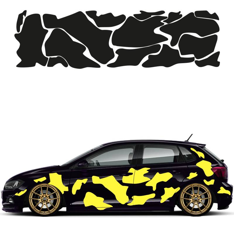 Camouflage Auto Aufkleber Set 15 Teilig Autodekor KFZ Seitenaufkleber Tuningset Camper Wohnwagen Premiumfolie (Gelb) von 1A Style Sticker