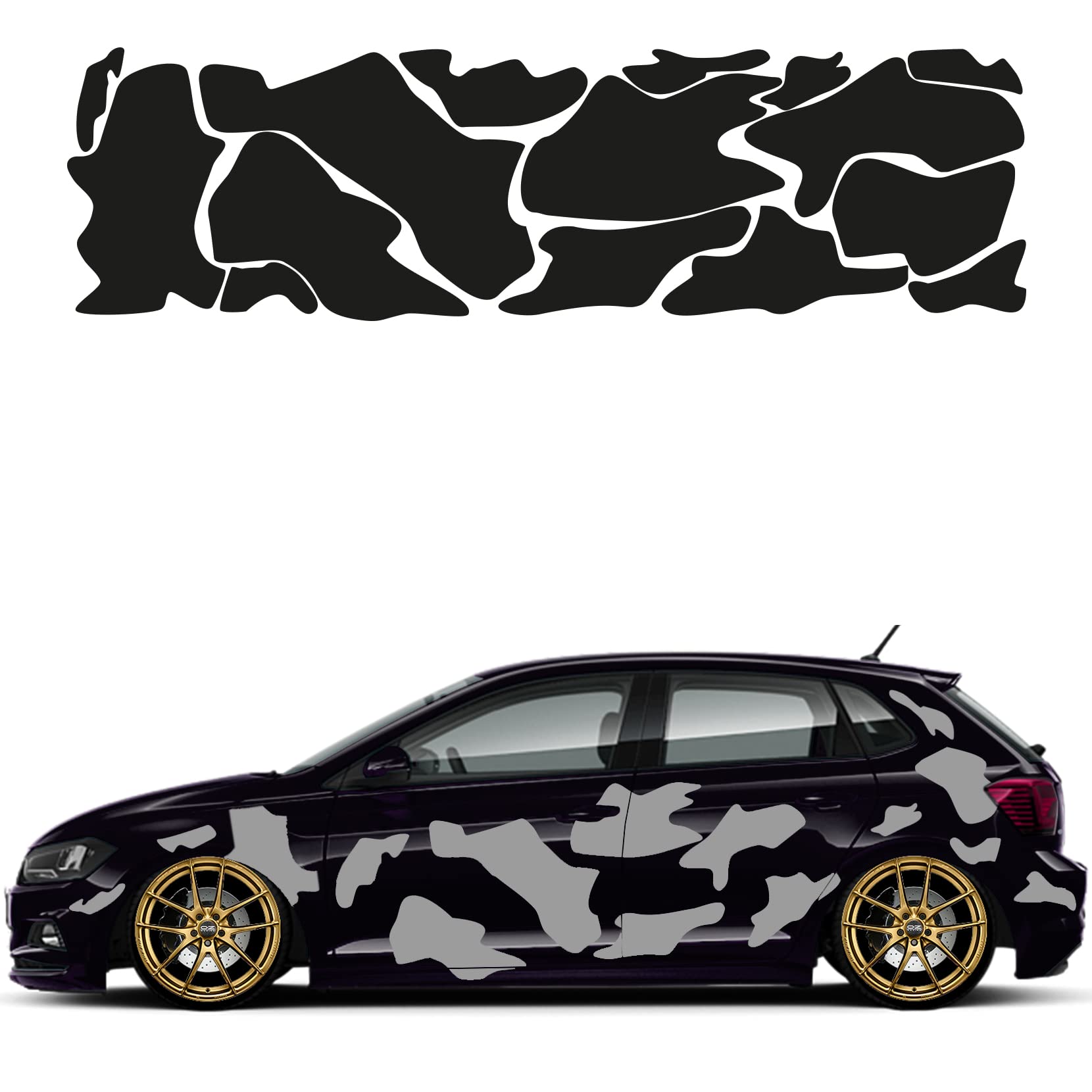 Camouflage Auto Aufkleber Set 15 Teilig Autodekor KFZ Seitenaufkleber Tuningset Camper Wohnwagen Premiumfolie (Grau) von 1A Style Sticker