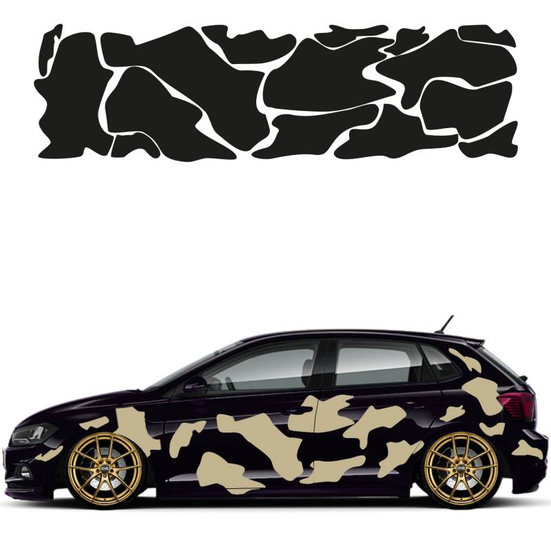 Camouflage Auto Aufkleber Set 15 Teilig Autodekor KFZ Seitenaufkleber Tuningset Camper Wohnwagen Premiumfolie (Matt Beige) von 1A Style Sticker