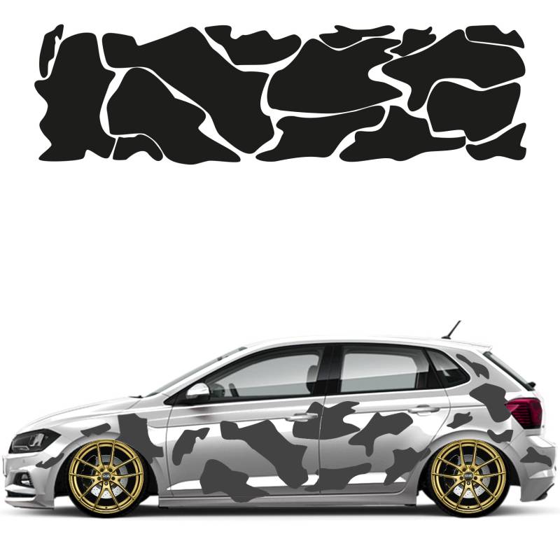 Camouflage Auto Aufkleber Set 15 Teilig Autodekor KFZ Seitenaufkleber Tuningset Camper Wohnwagen Premiumfolie (Matt Dunkelgrau) von 1A Style Sticker