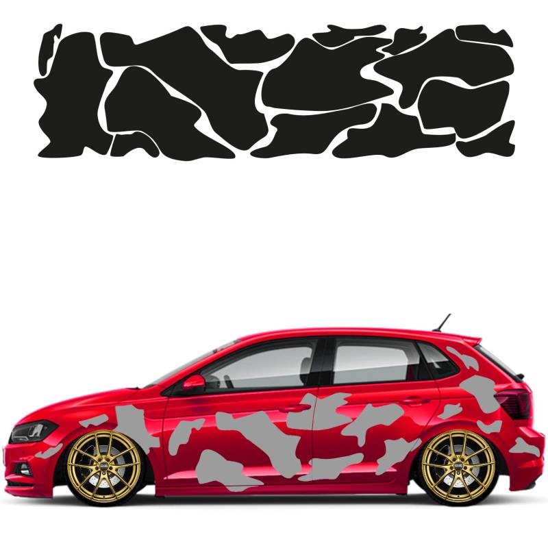 Camouflage Auto Aufkleber Set 15 Teilig Autodekor KFZ Seitenaufkleber Tuningset Camper Wohnwagen Premiumfolie (Matt Grau) von 1A Style Sticker