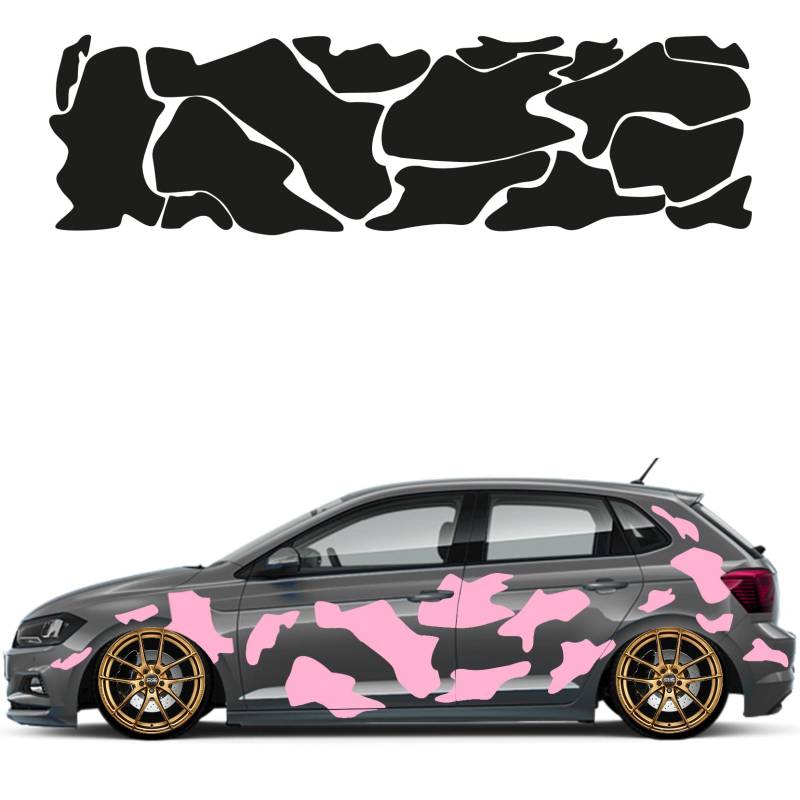 Camouflage Auto Aufkleber Set 15 Teilig Autodekor KFZ Seitenaufkleber Tuningset Camper Wohnwagen Premiumfolie (Matt Hellrosa) von 1A Style Sticker