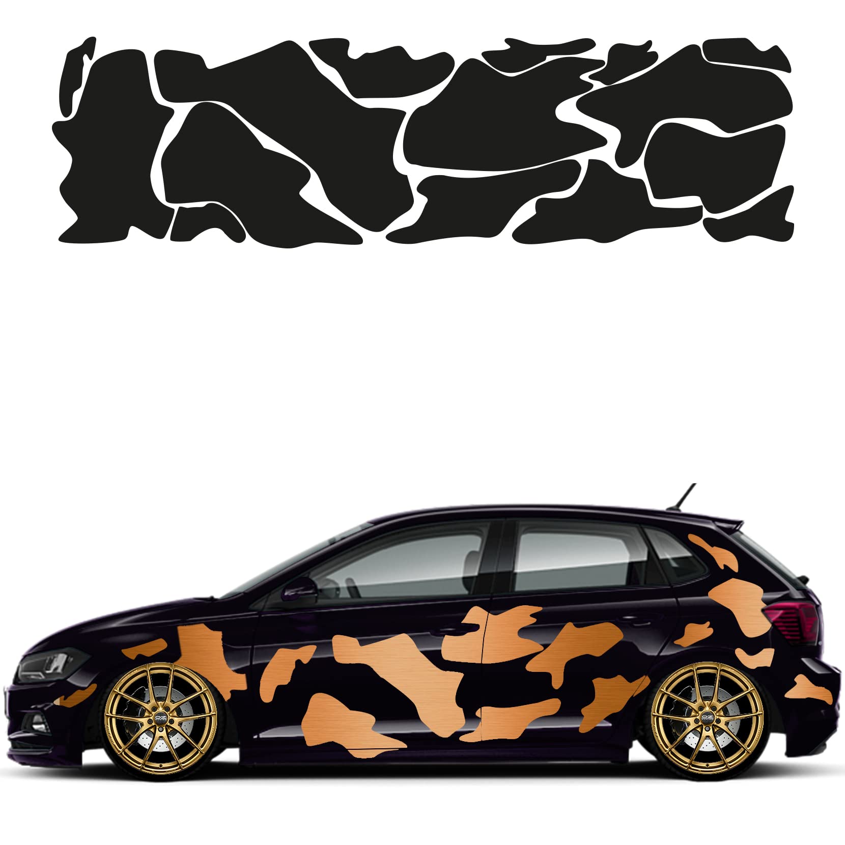 Camouflage Auto Aufkleber Set 15 Teilig Autodekor KFZ Seitenaufkleber Tuningset Camper Wohnwagen Premiumfolie (Matt Kupfer) von 1A Style Sticker
