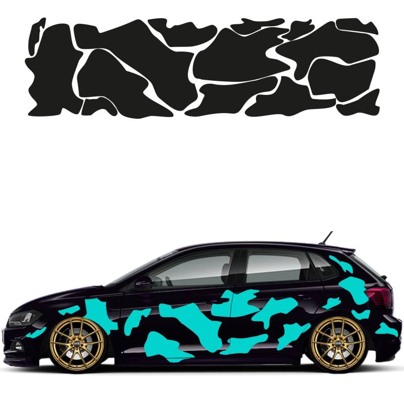 Camouflage Auto Aufkleber Set 15 Teilig Autodekor KFZ Seitenaufkleber Tuningset Camper Wohnwagen Premiumfolie (Matt Türkis) von 1A Style Sticker