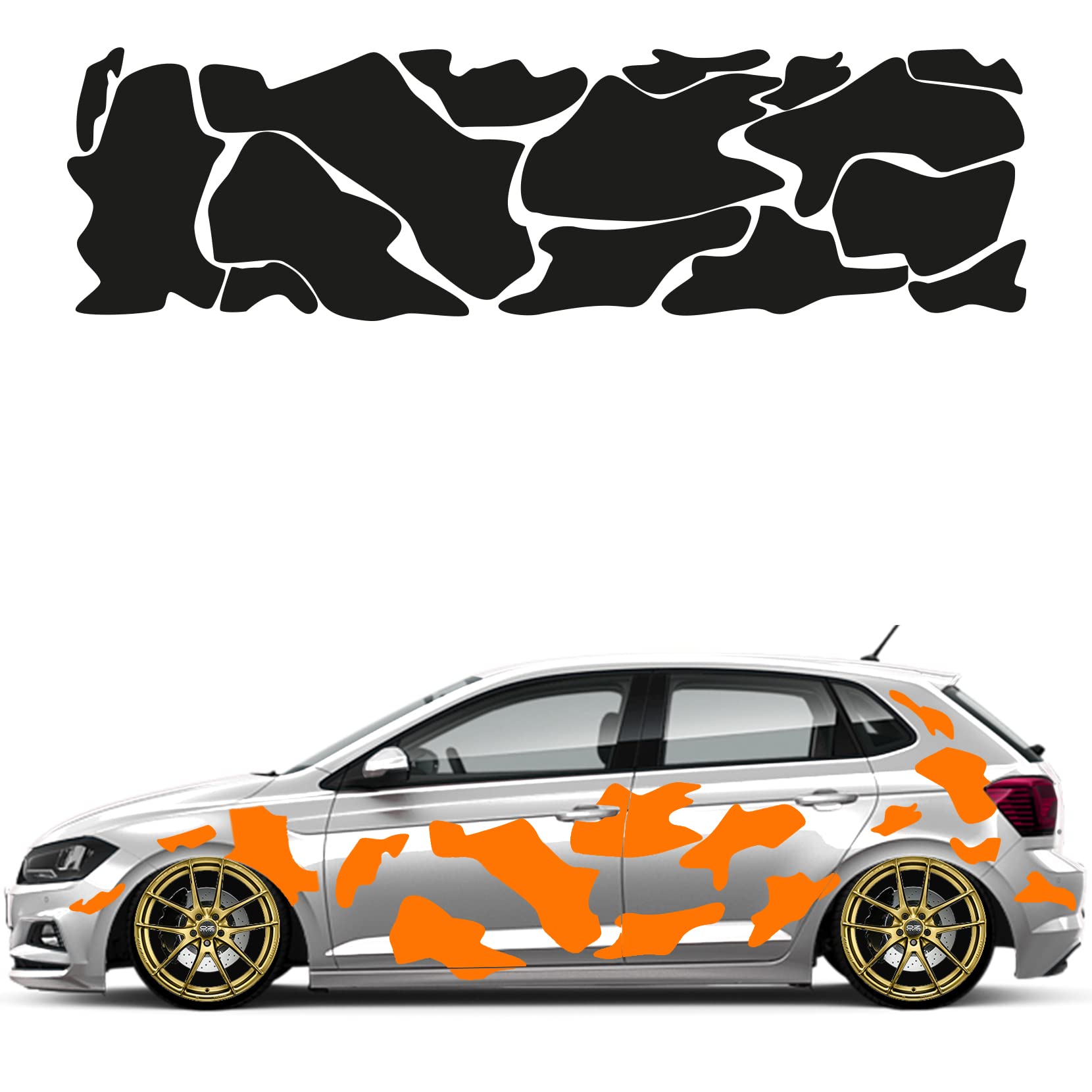 Camouflage Auto Aufkleber Set 15 Teilig Autodekor KFZ Seitenaufkleber Tuningset Camper Wohnwagen Premiumfolie (Orange) von 1A Style Sticker