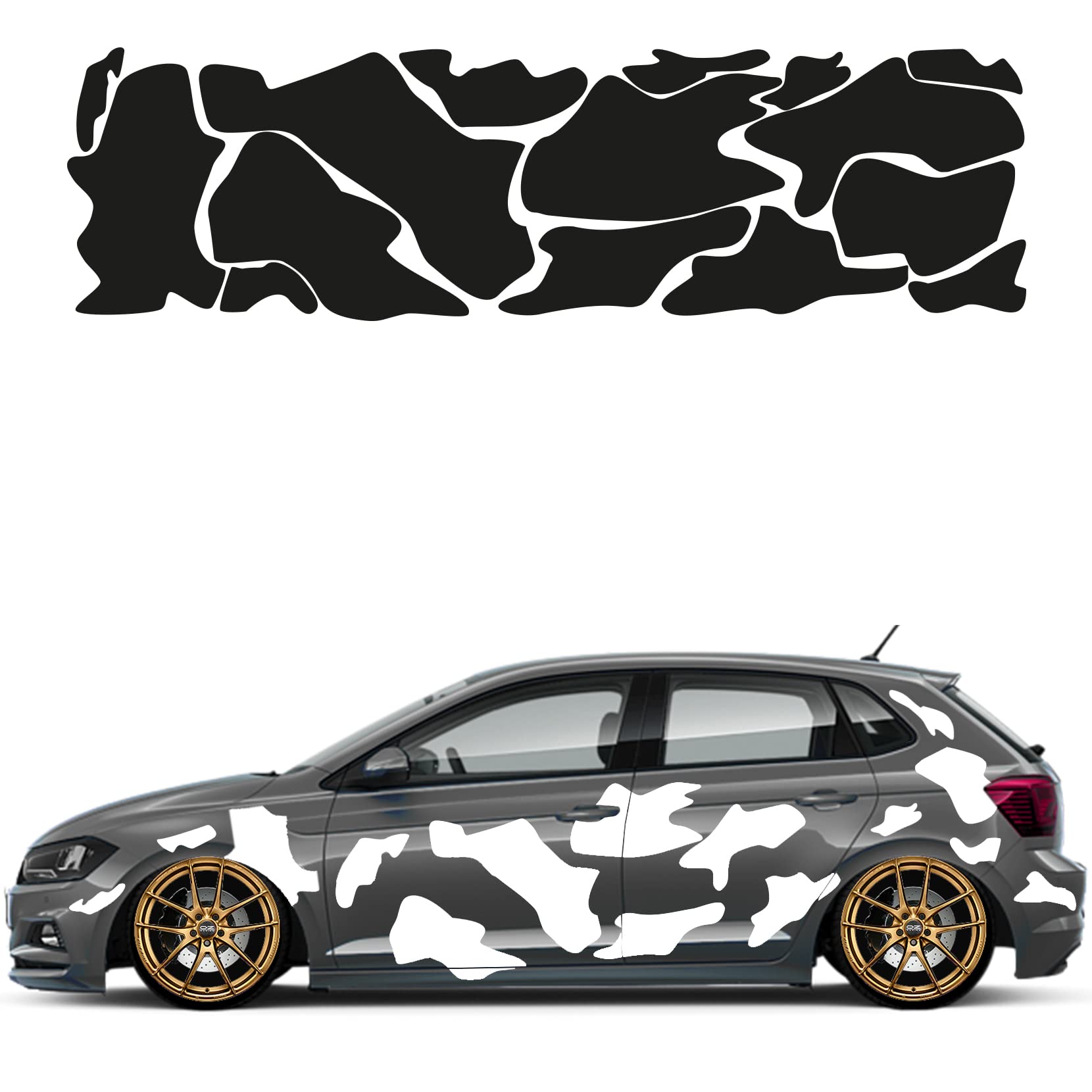 Camouflage Auto Aufkleber Set 15 Teilig Autodekor KFZ Seitenaufkleber Tuningset Camper Wohnwagen Premiumfolie (Weiß) von 1A Style Sticker