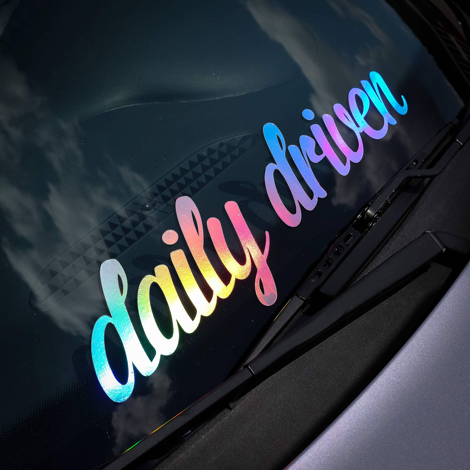 Daily Driven Aufkleber oilslick Autoaufkleber Hologramm Frontscheiben Aufkleber Regenbogen Farben Sticker Heckscheibenaufkleber von 1A Style Sticker