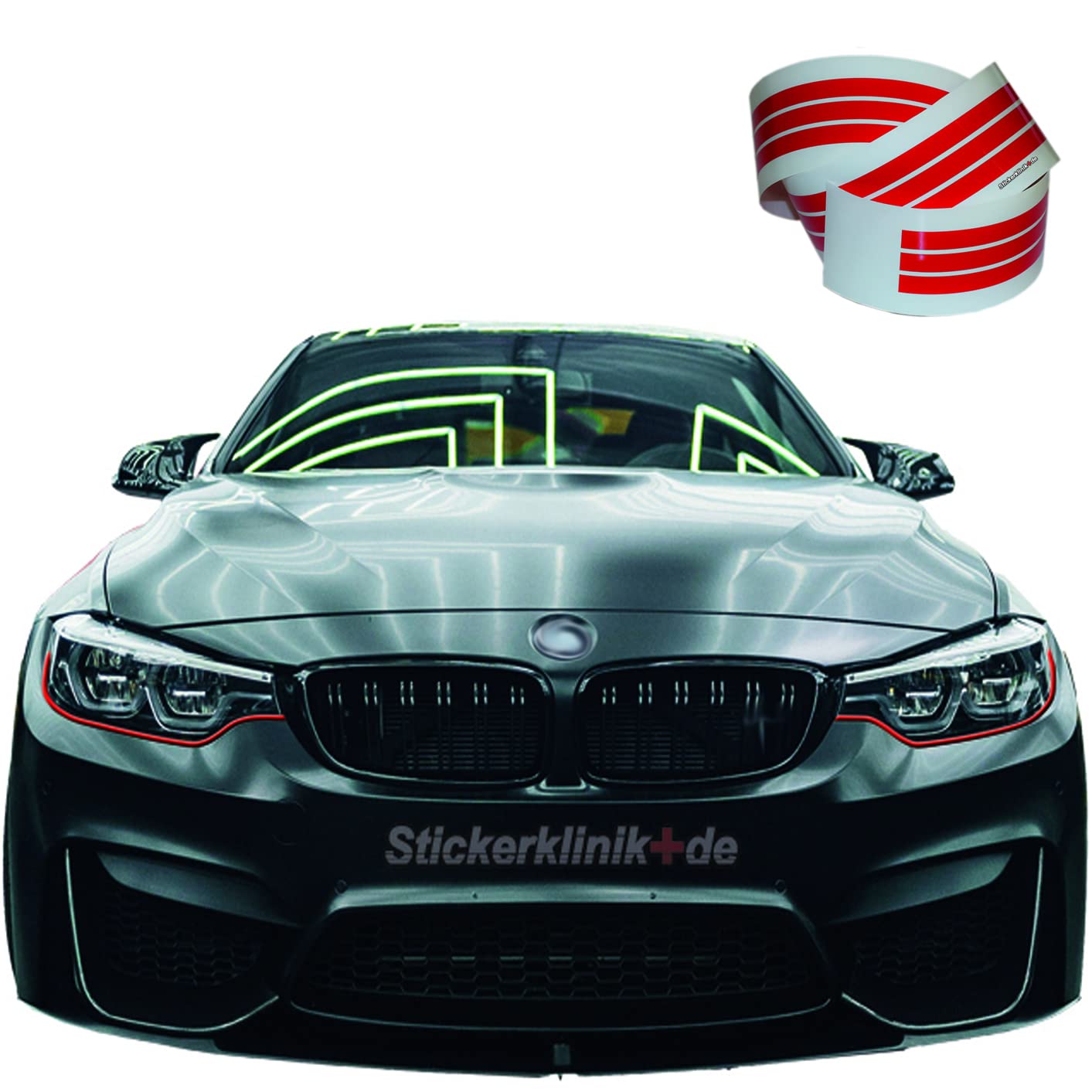 Folie Auto Scheinwerfer Böser Blick Stripes Roter Strich Lines für Autoscheinwerfer Carlights tint light (Rot) von 1A Style Sticker
