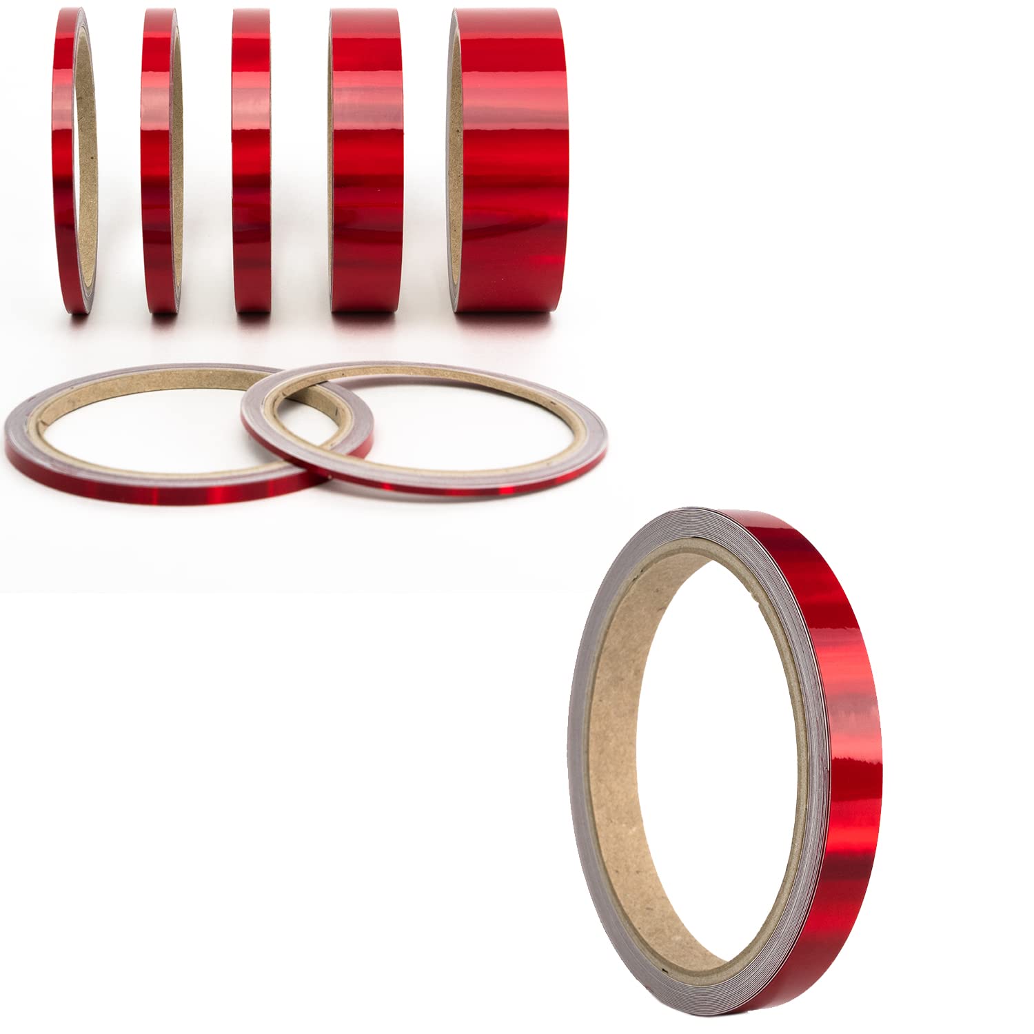 Oilslick Zierstreifen Sticker Fahrzeug Tuning Aufkleber Seitenstreifen Hologramm Klebebänder Design Stripes Regenbogen Effekt Zierband Folie Modellbau Basteln (10 mm, Hologramm Rot) von 1A Style Sticker
