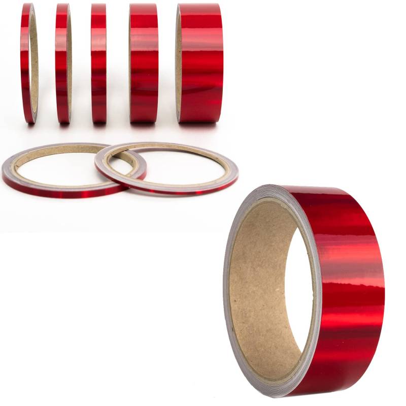Oilslick Zierstreifen Sticker Fahrzeug Tuning Aufkleber Seitenstreifen Hologramm Klebebänder Design Stripes Regenbogen Effekt Zierband Folie Modellbau Basteln (30 mm, Hologramm Rot) von 1A Style Sticker