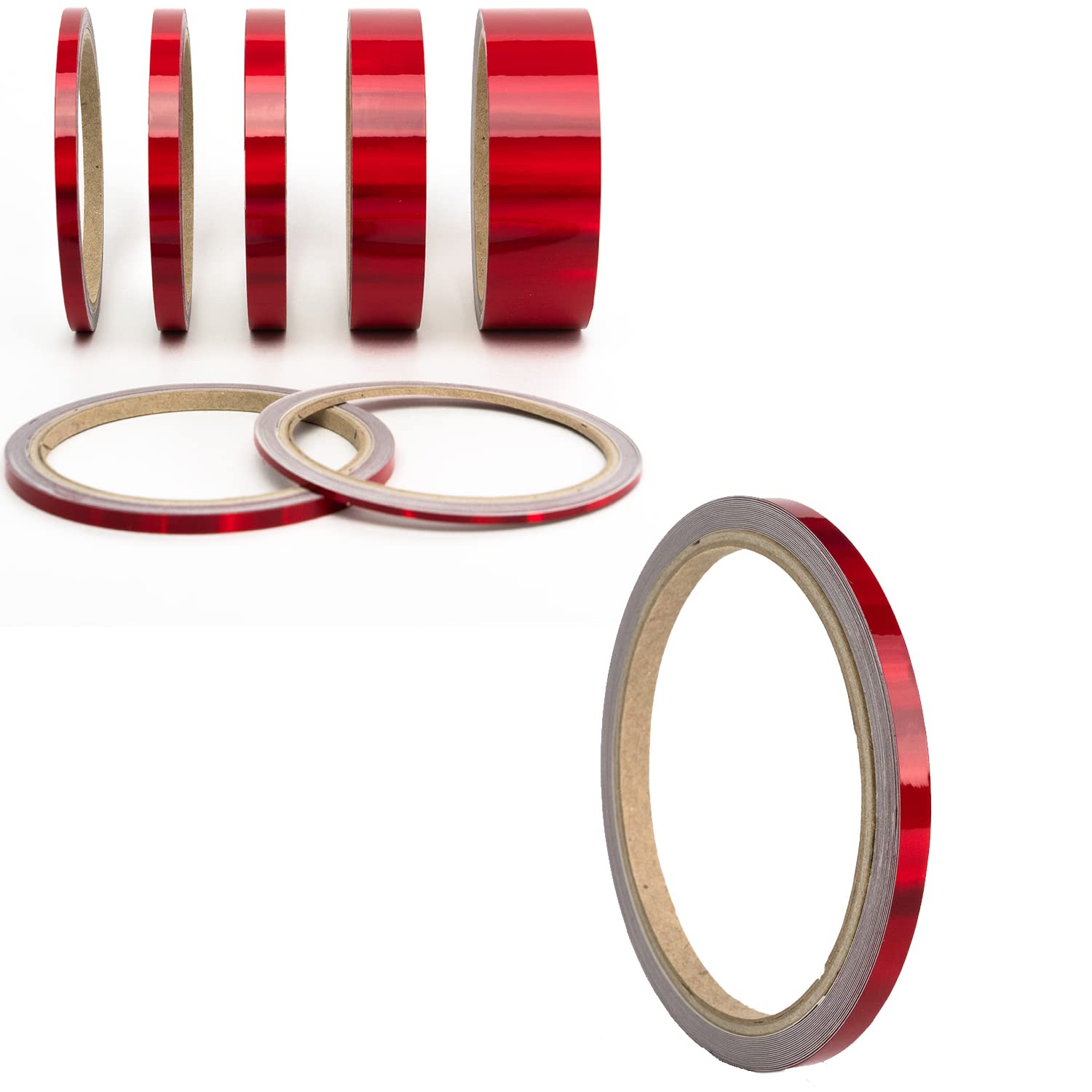 Oilslick Zierstreifen Sticker Fahrzeug Tuning Aufkleber Seitenstreifen Hologramm Klebebänder Design Stripes Regenbogen Effekt Zierband Folie Modellbau Basteln (6 mm, Hologramm Rot) von 1A Style Sticker